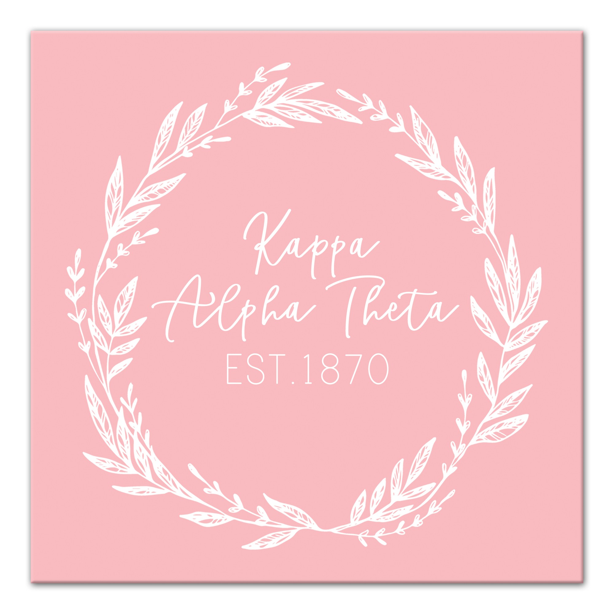 Kappa Alpha Theta Blush Wreath 12x12 Canvas Wall Art