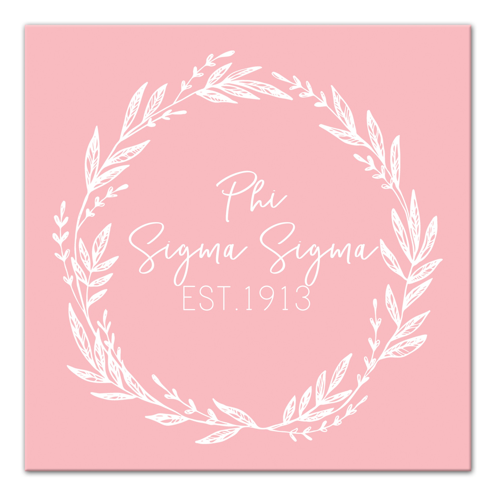 Phi Sigma Sigma Blush Wreath 12x12 Canvas Wall Art