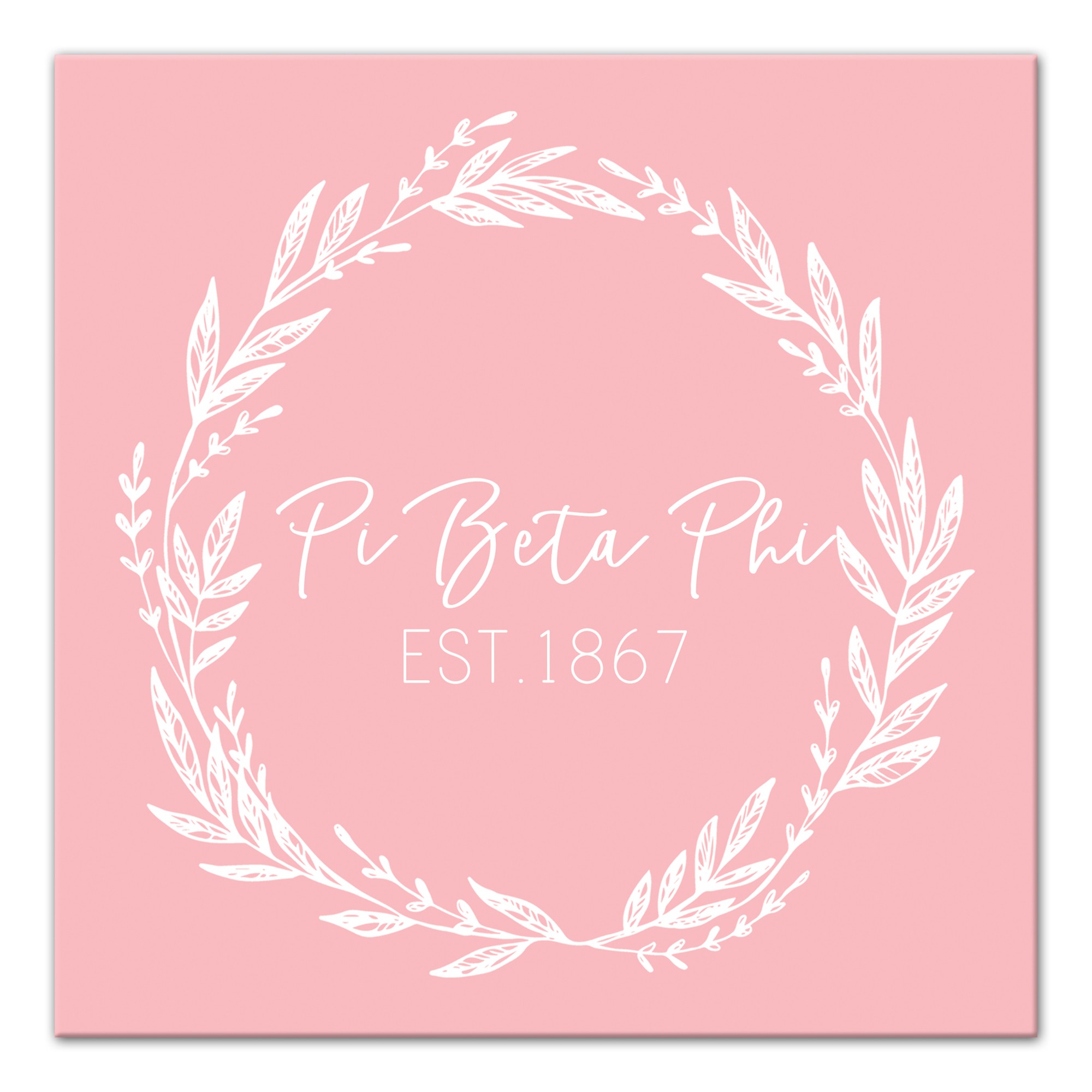 Pi Beta Phi Blush Wreath 12x12 Canvas Wall Art
