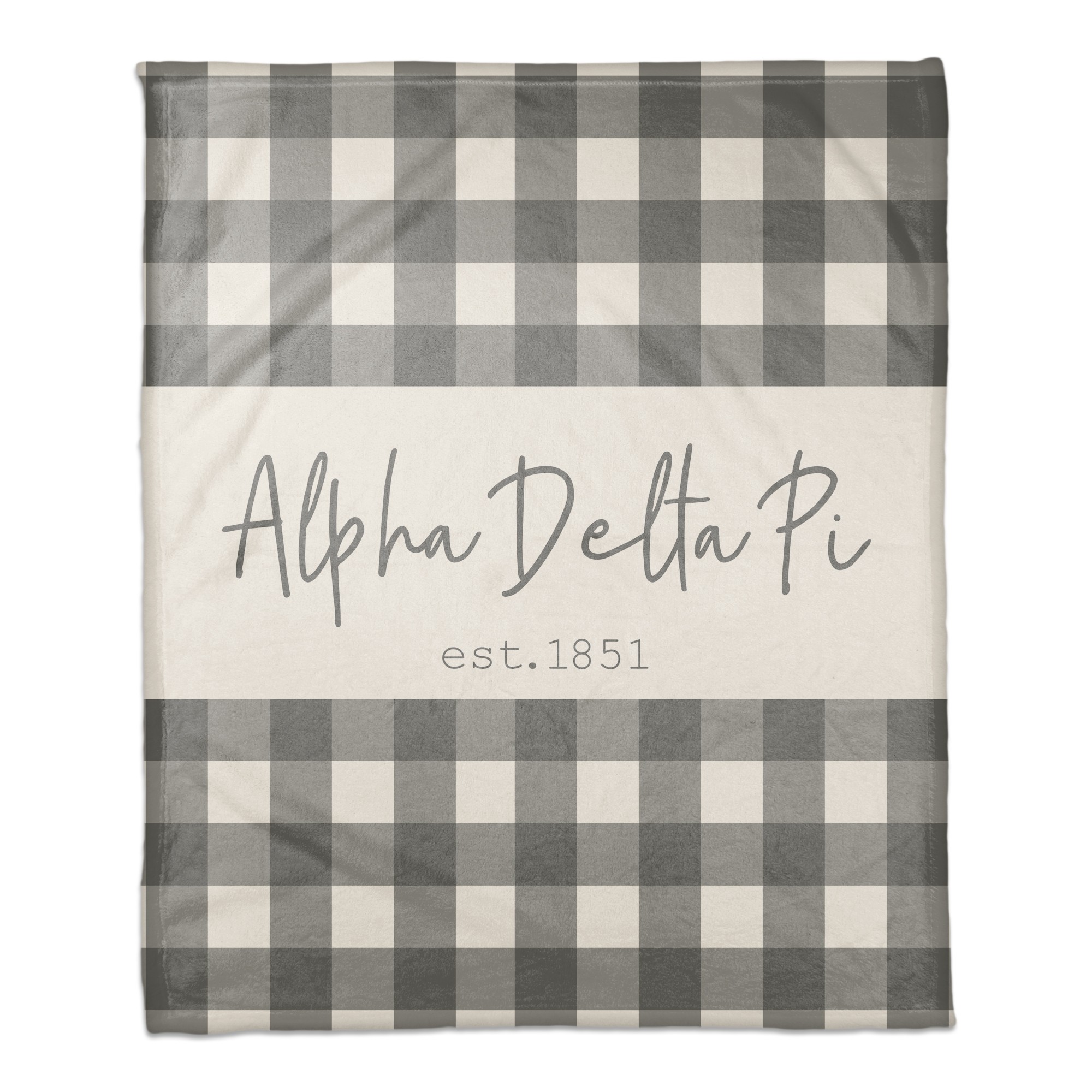 Alpha Delta Pi Gray Buffalo Check 50x60 Coral Fleece Blanket