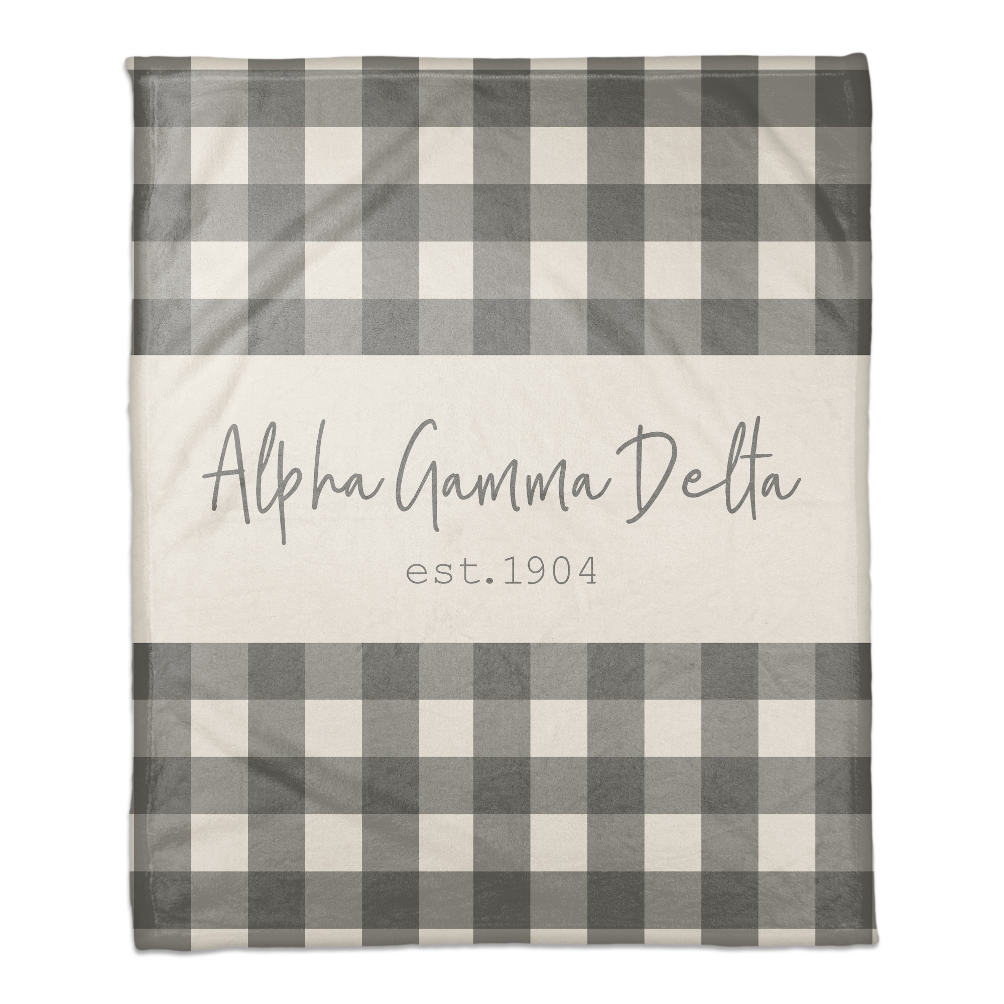 Alpha Gamma Delta Gray Buffalo Check 50x60 Coral Fleece Blanket