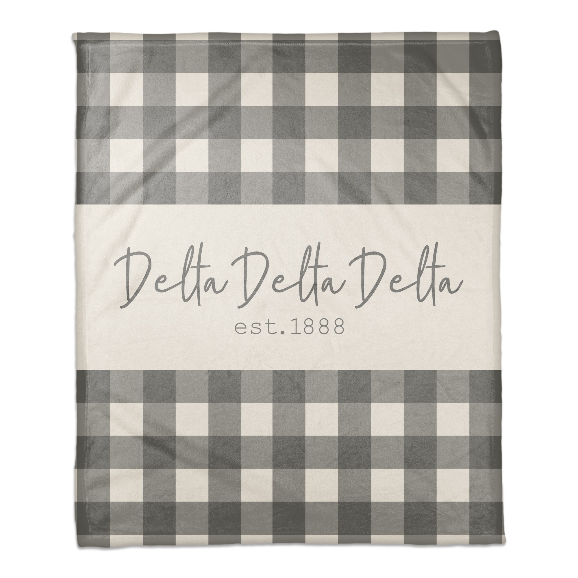 Delta Delta Delta Gray Buffalo Check 50x60 Coral Fleece Blanket