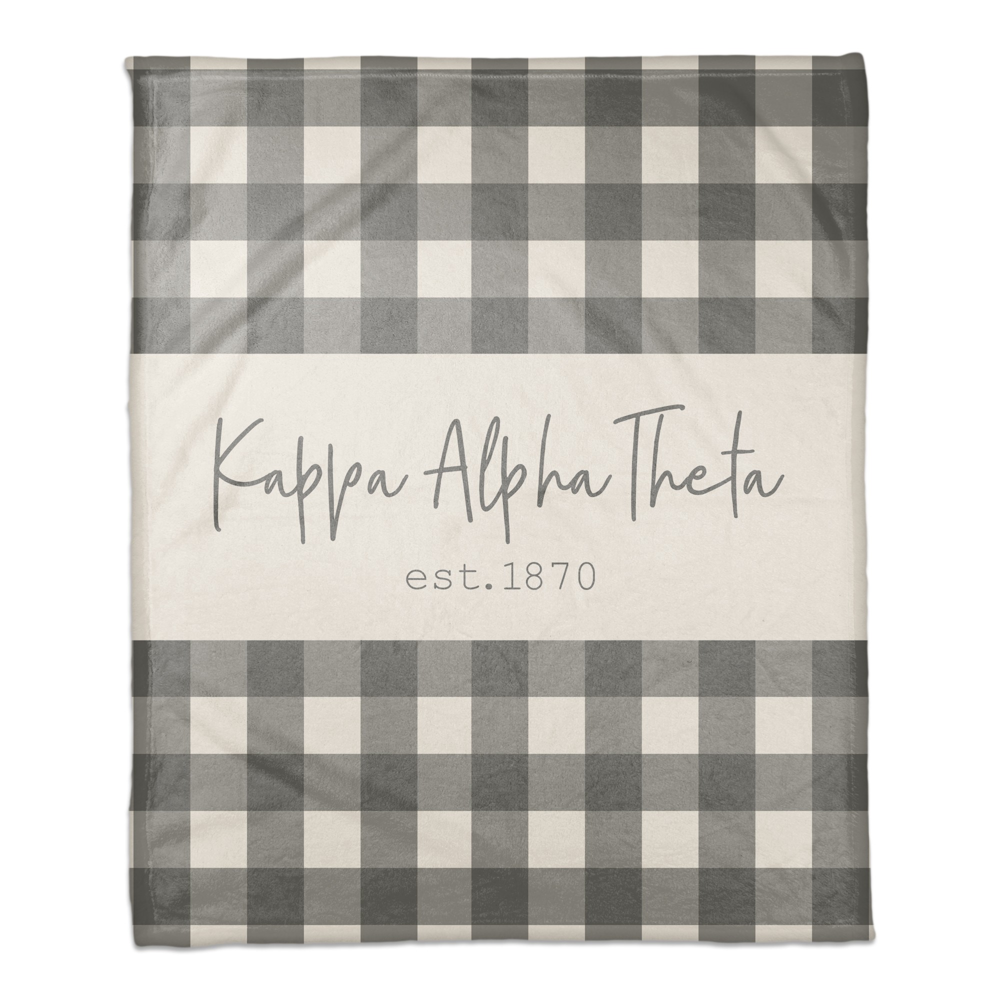 Kappa Alpha Theta Gray Buffalo Check 50x60 Coral Fleece Blanket