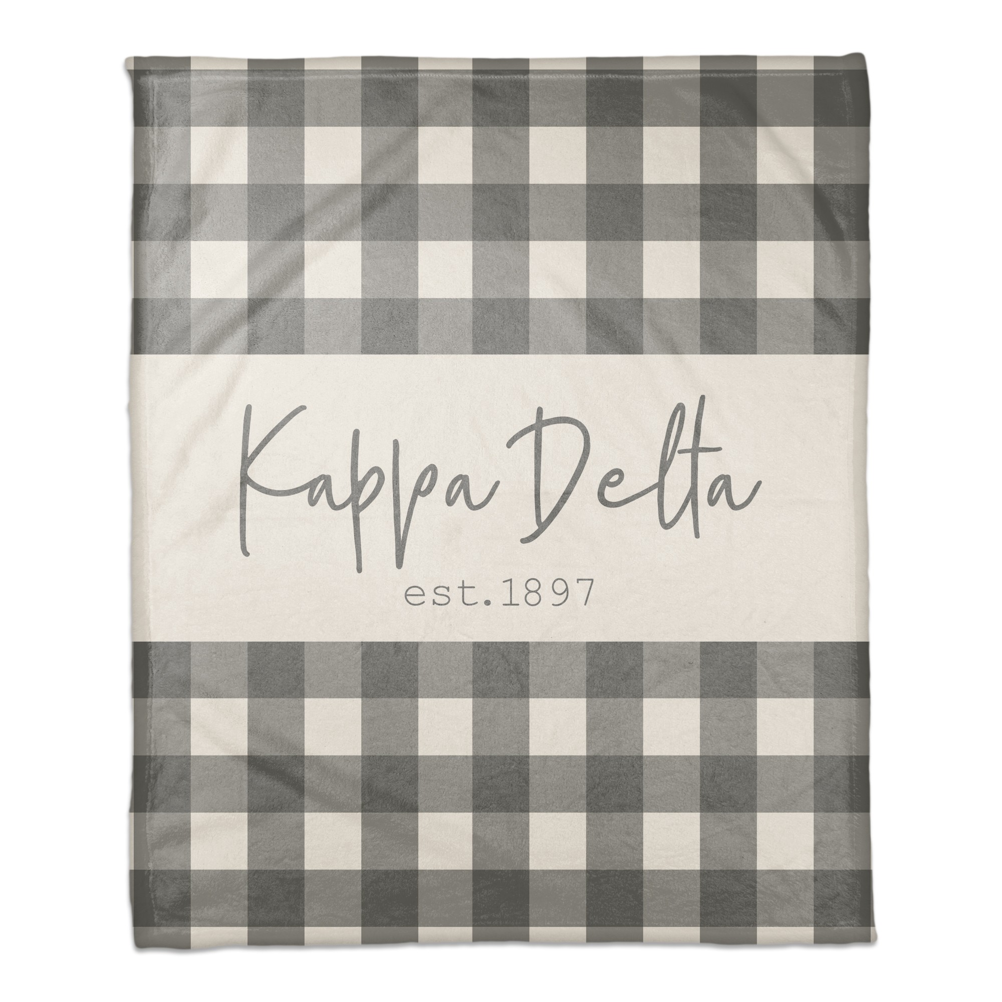 Kappa Delta Gray Buffalo Check 50x60 Coral Fleece Blanket
