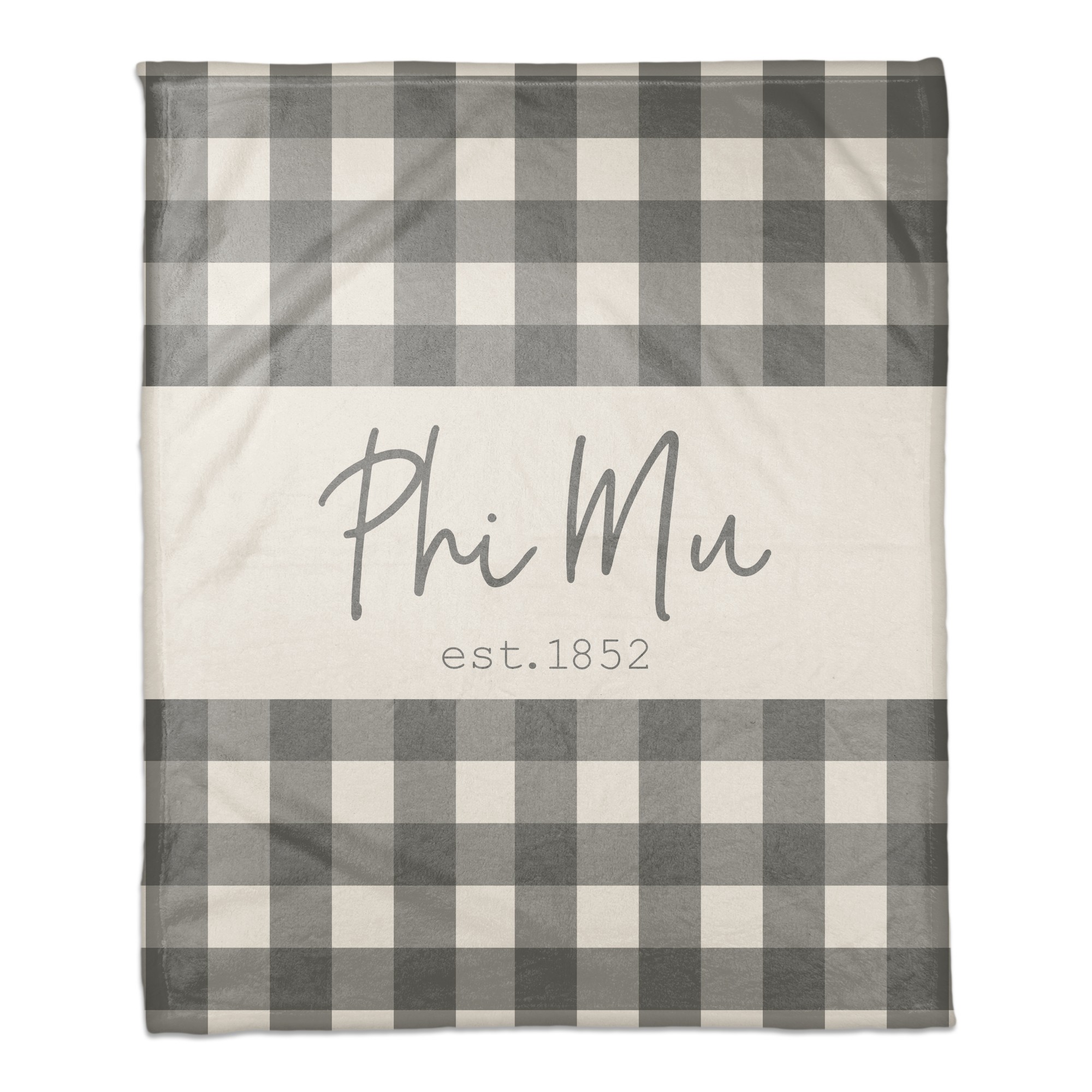 Phi Mu Gray Buffalo Check 50x60 Coral Fleece Blanket