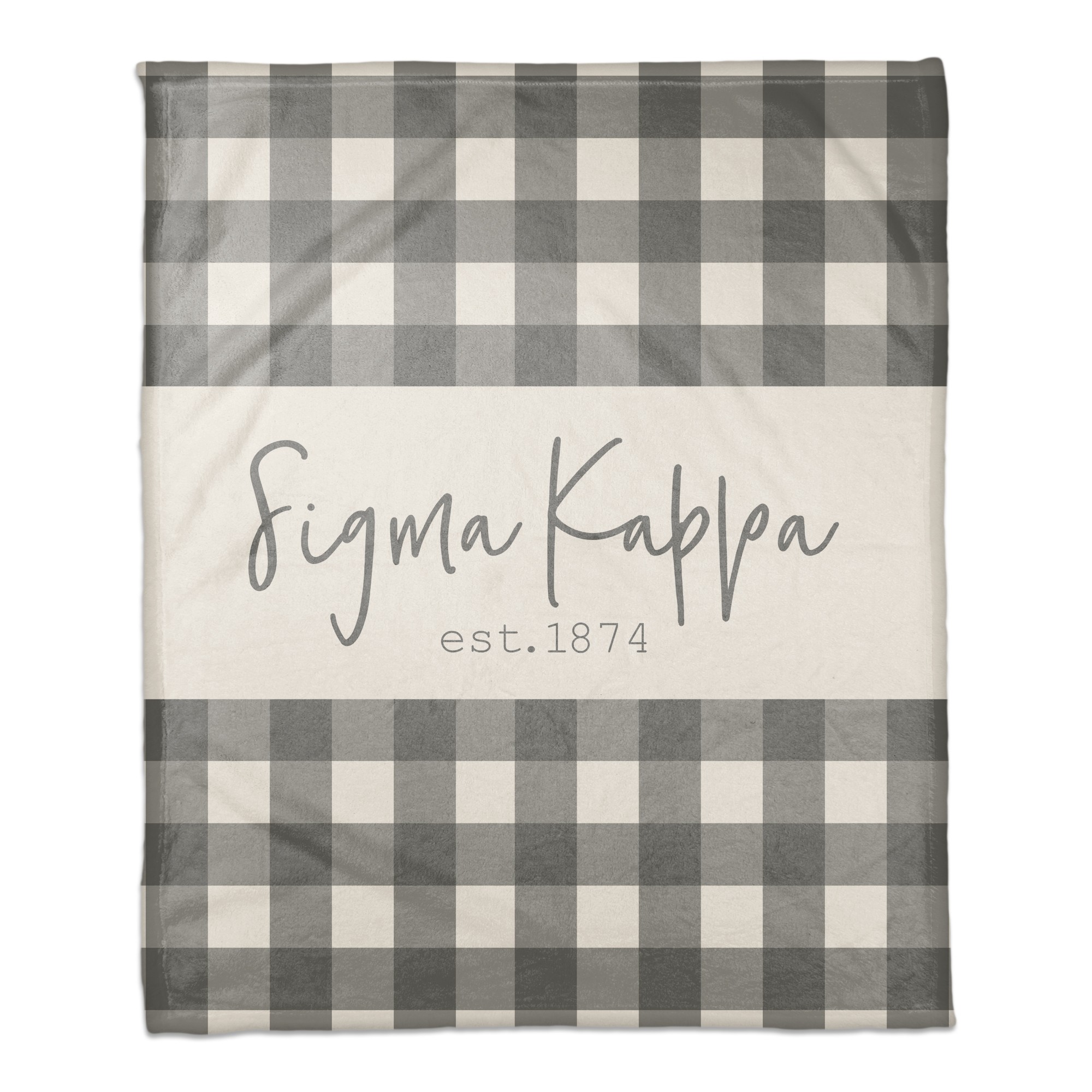 Sigma Kappa Gray Buffalo Check 50x60 Coral Fleece Blanket
