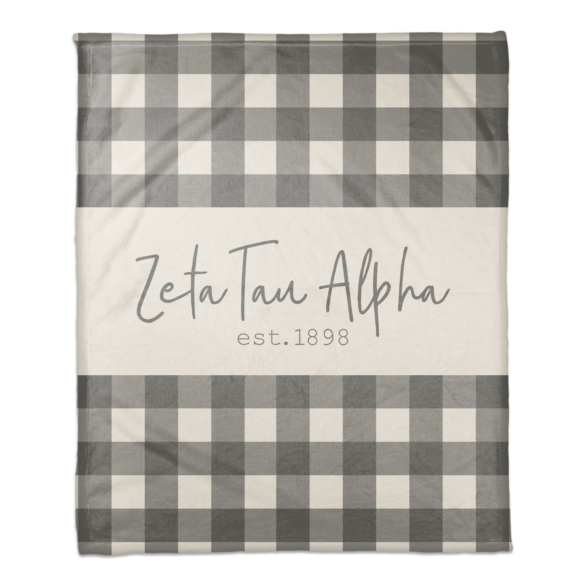 Zeta Tau Alpha Gray Buffalo Check 50x60 Coral Fleece Blanket