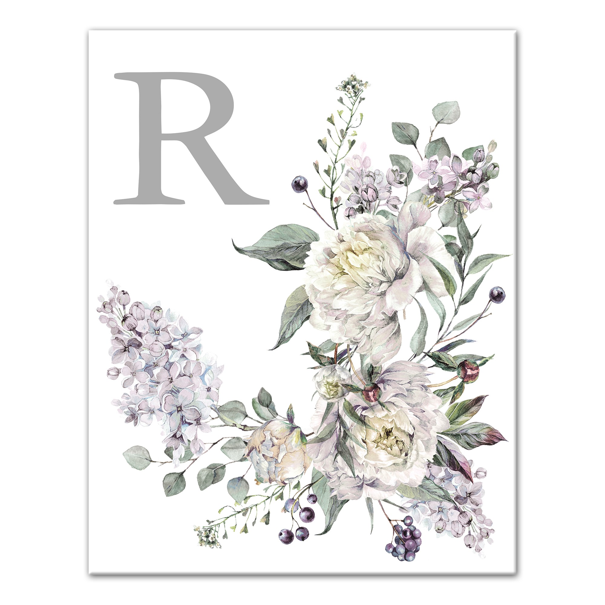 Floral Monogram Canvas 11x14 Personalized Canvas Wall Art