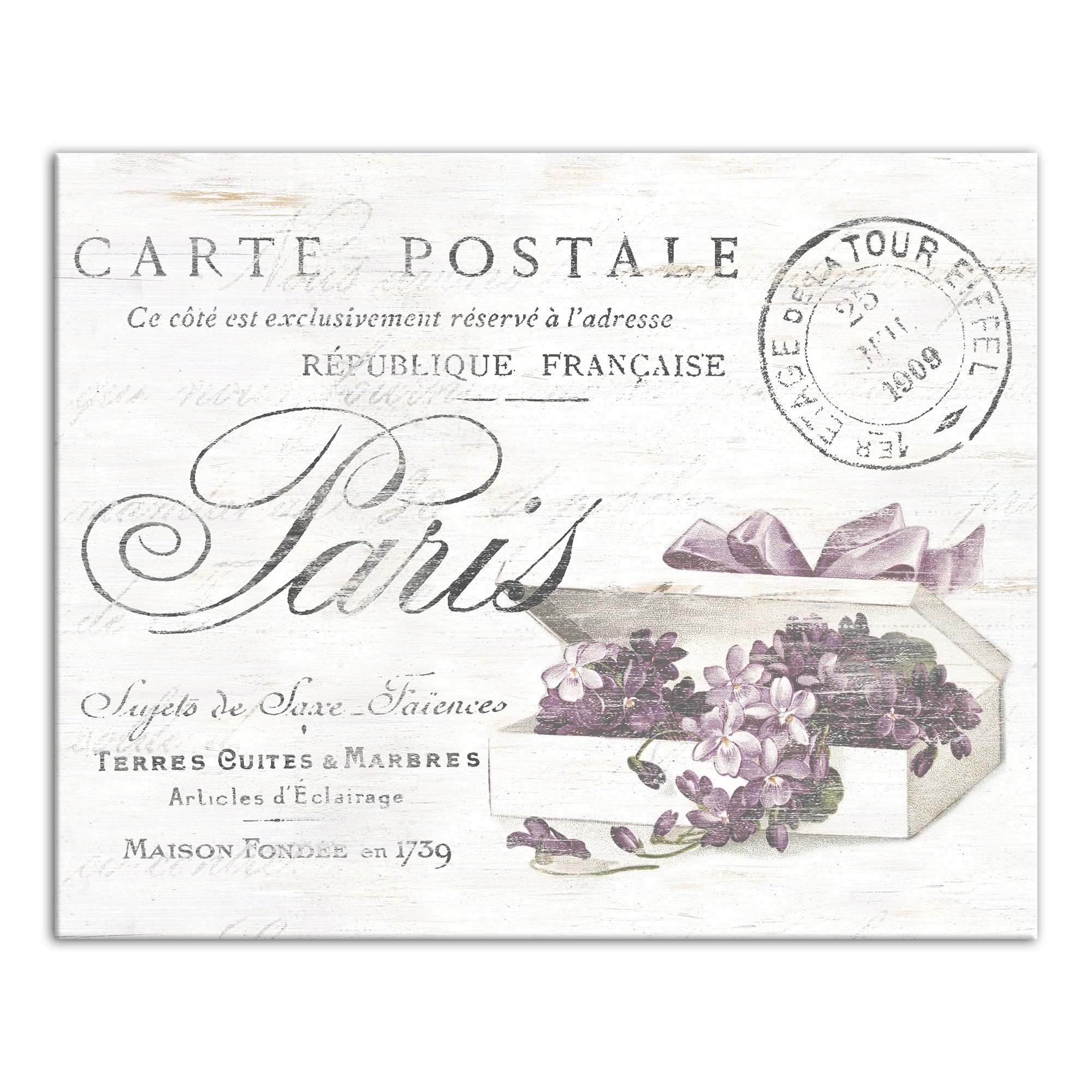 Lavendar Postcard from Paris 16x20 Canvas Wall Art
