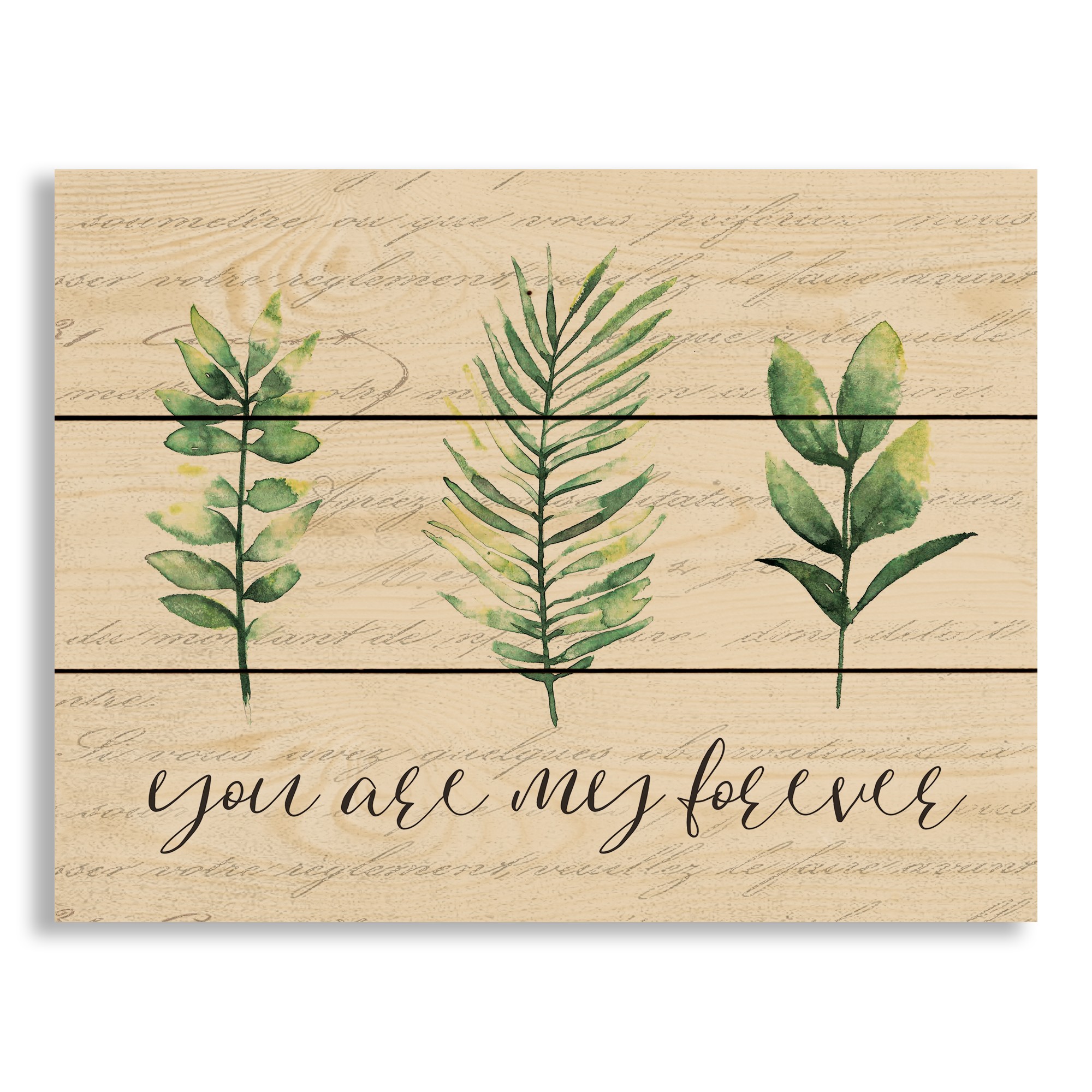 Watercolor Leaves Pallet Wood Art  14x10.5 Pallet Wood Art
