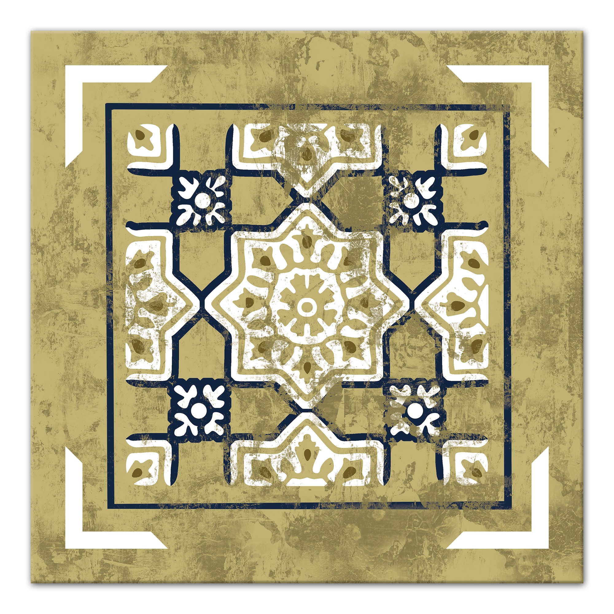 Distressed Gold Tile 16x16 Canvas Wall Art