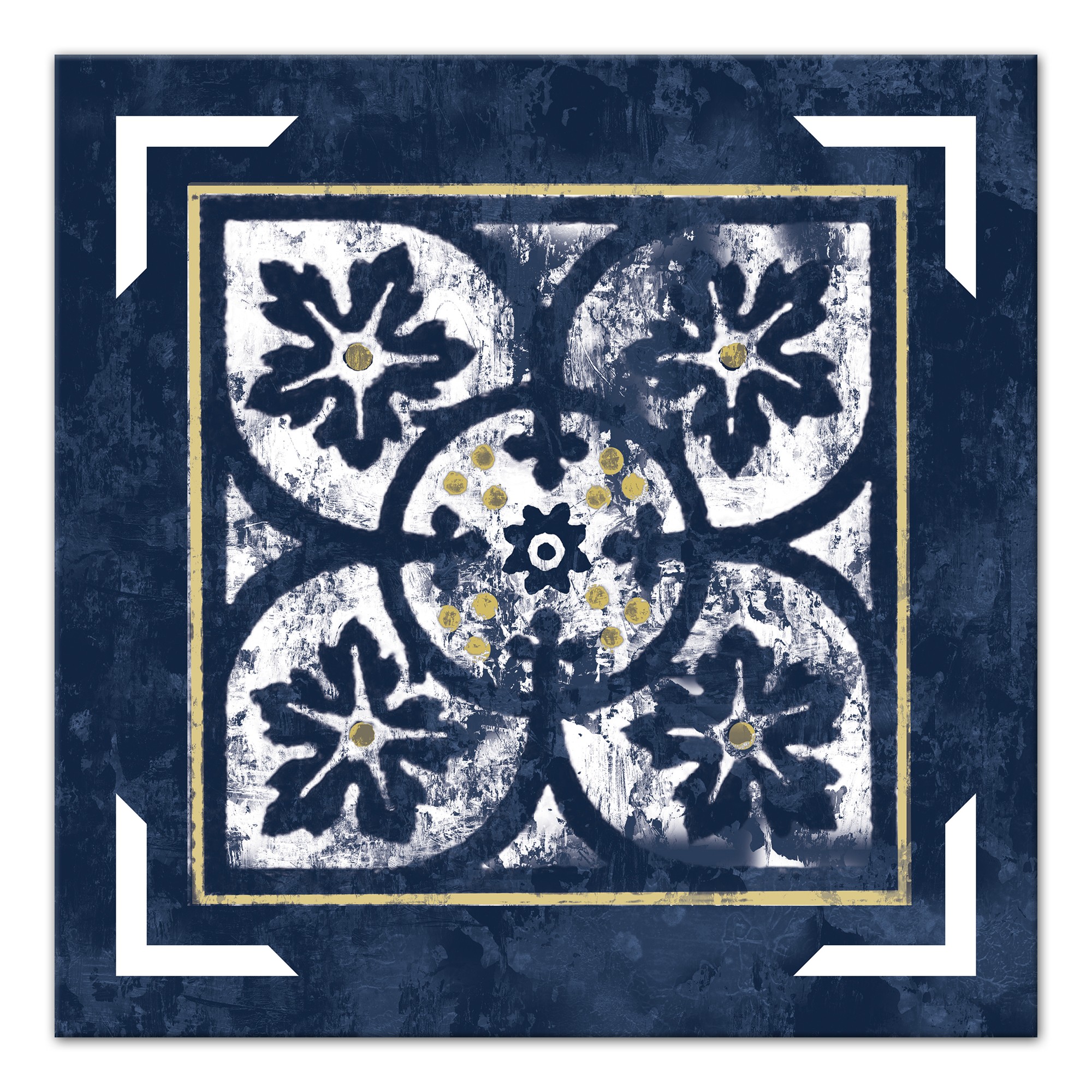 Distressed Indigo Tile 16x16 Canvas Wall Art