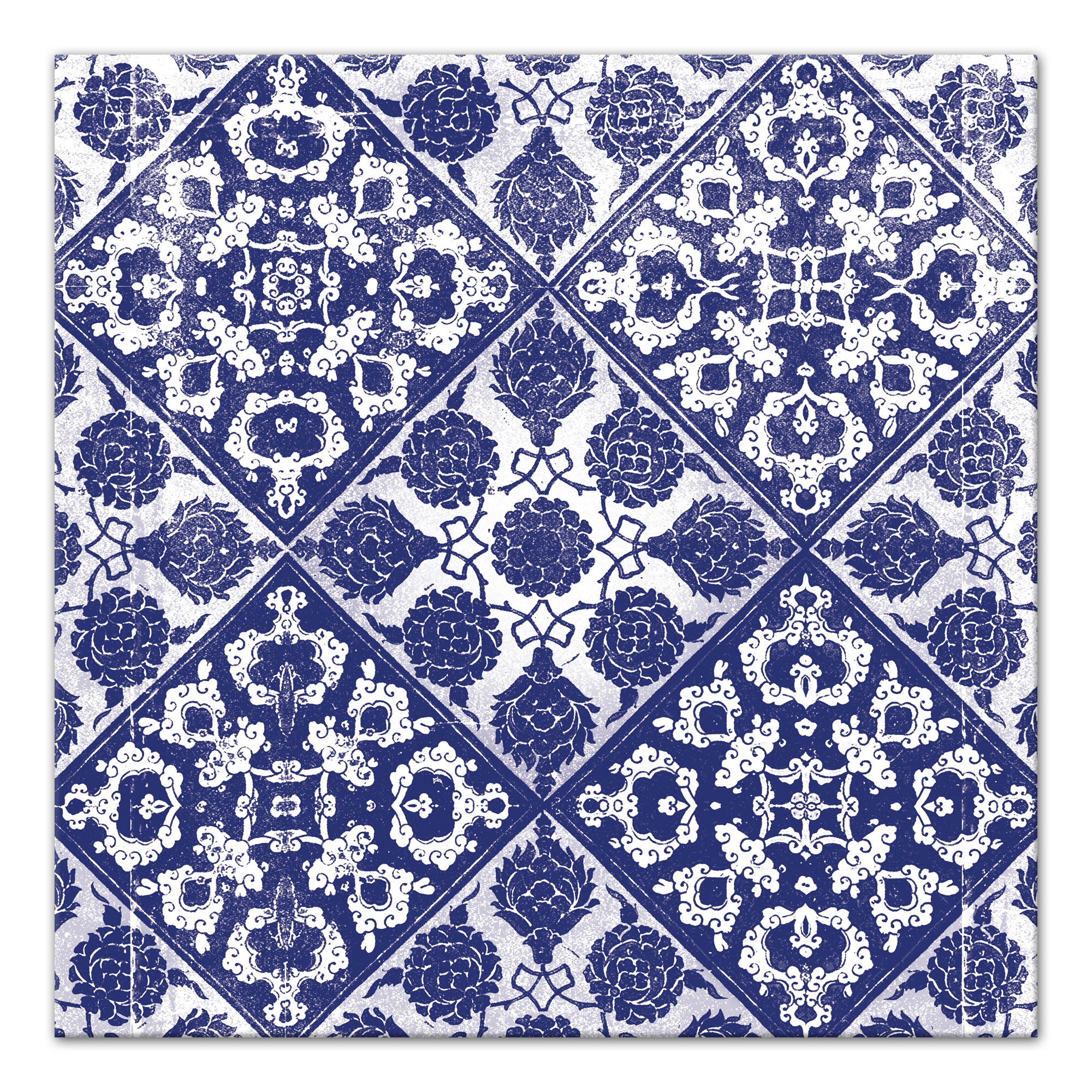 Indigo Quad Tile 30x30 Canvas Wall Art