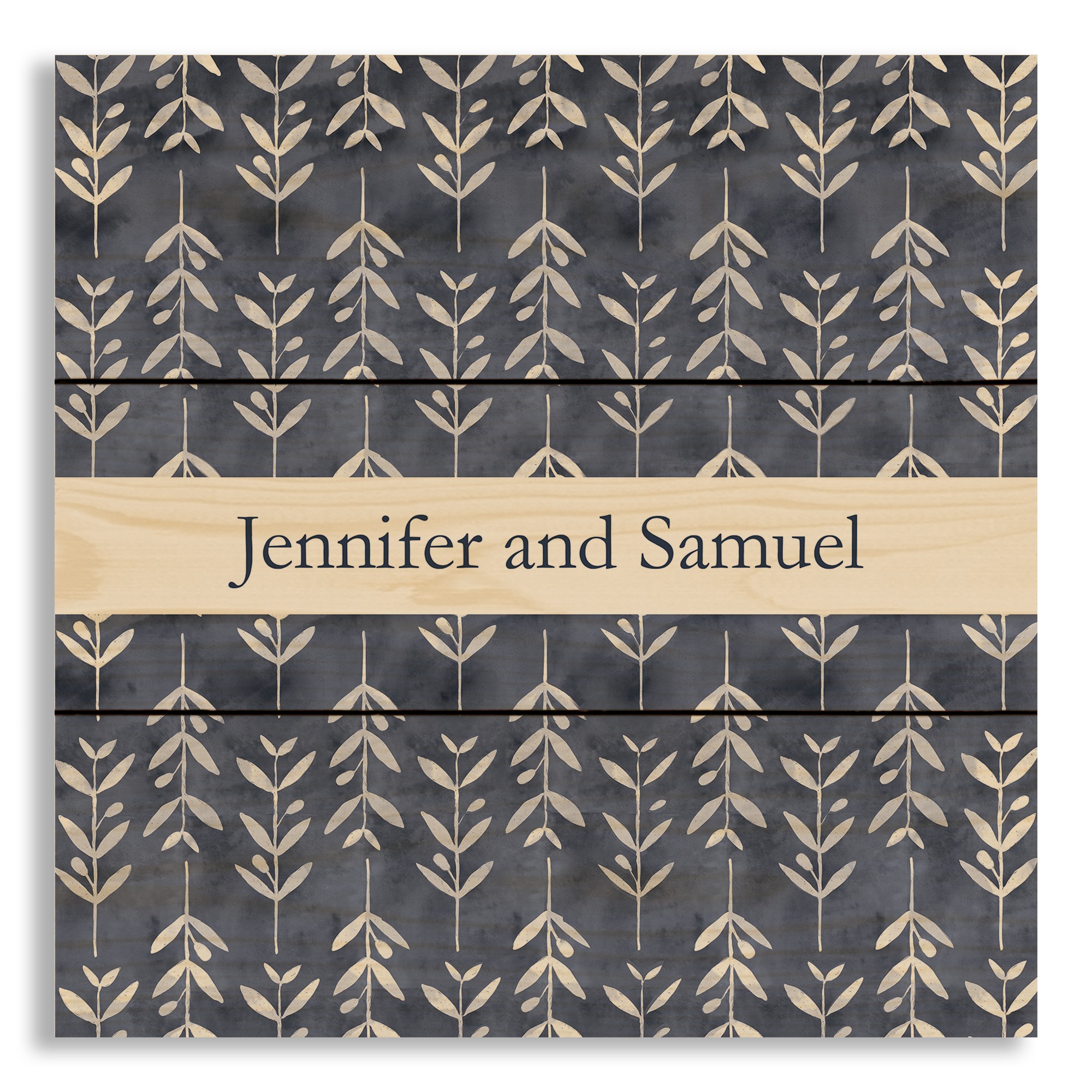 Indigo White Florals 10.5x10.5 Personalized Pallet Wood Art