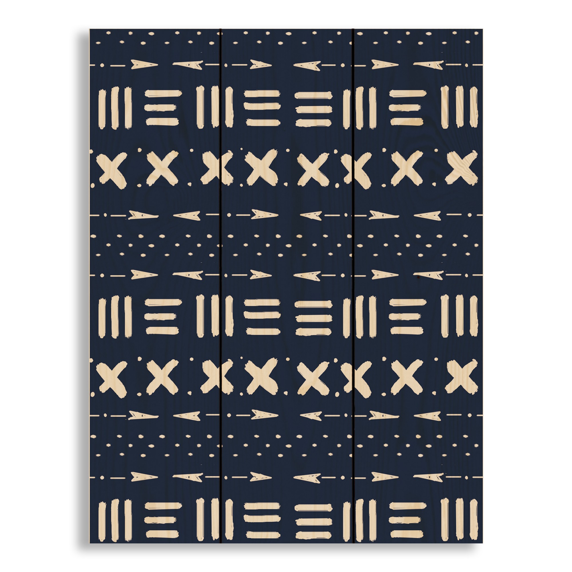 Navy Tribal Mudcloth 10.5x14 Pallet Wood Art