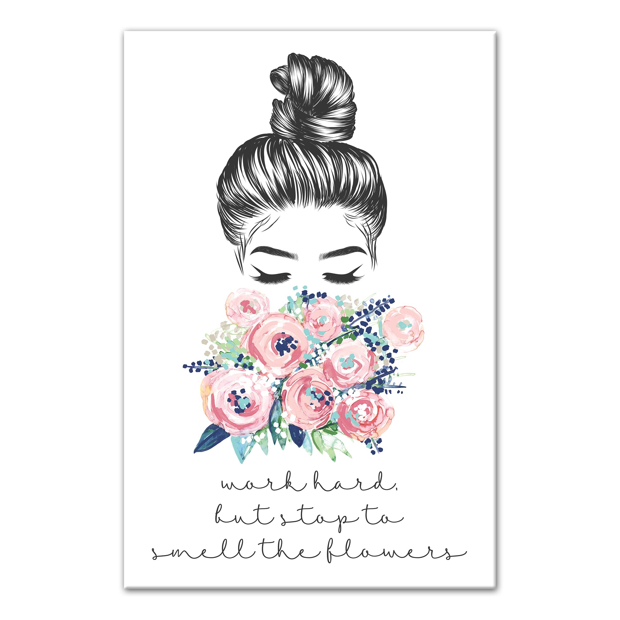 Work Hard Smell Flowers 12x18 Canvas Wall Art