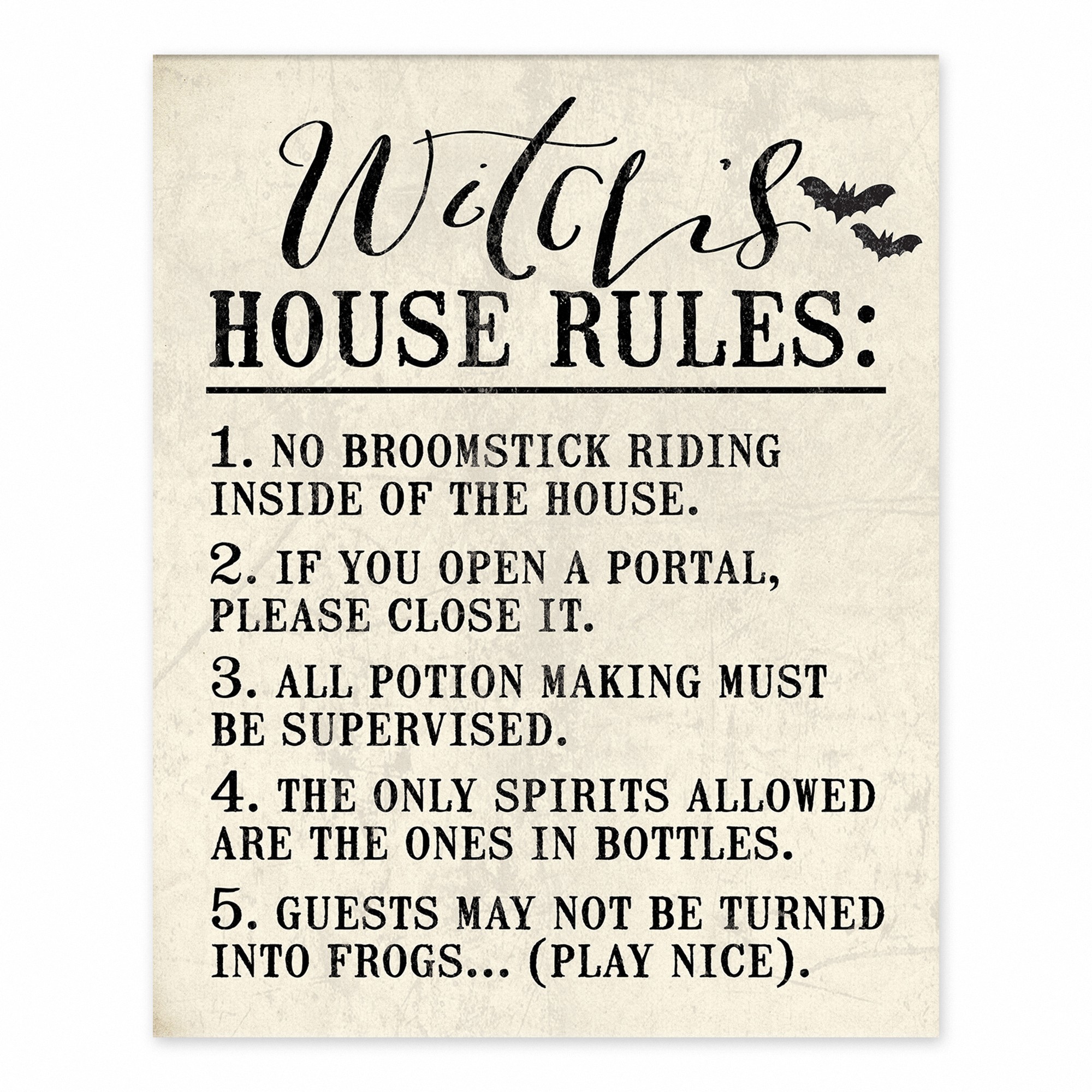 Witch's House Rules 8x10 Tabletop Canvas