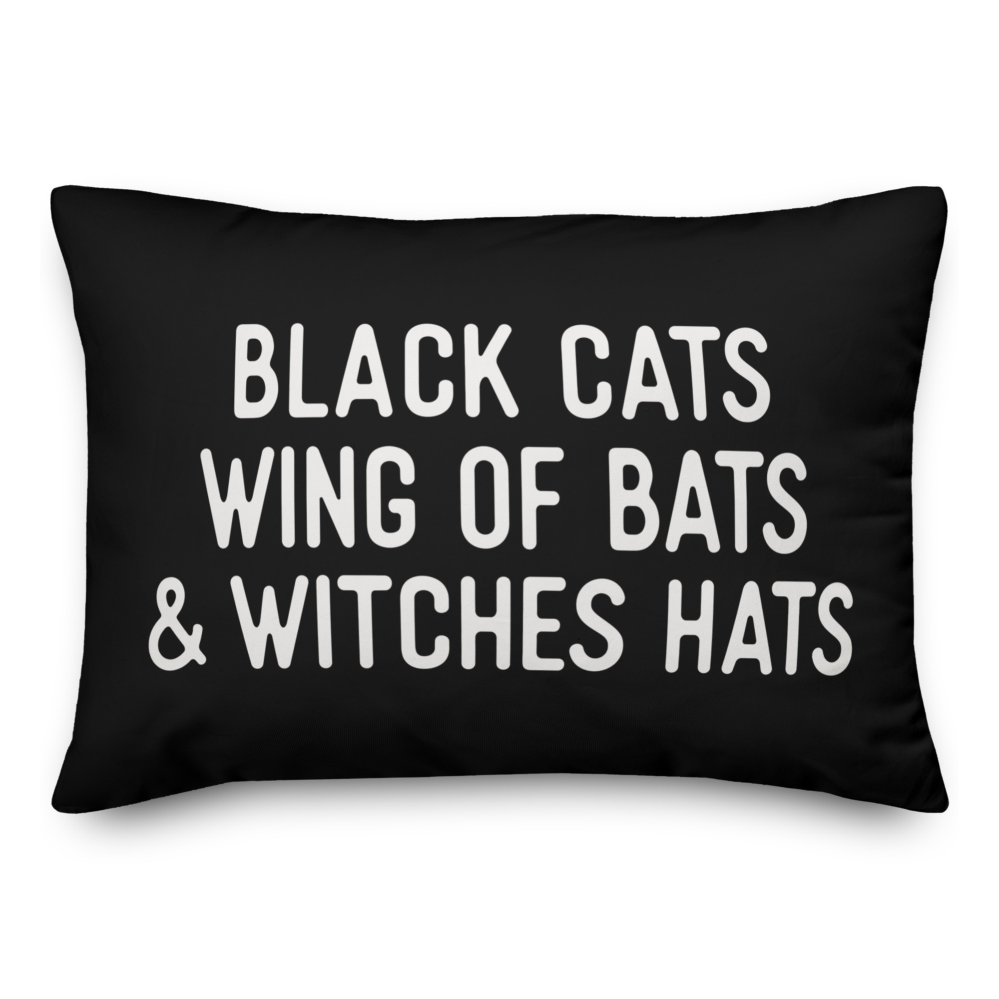 Black Cats Wing of Bats & Witches Hats Pillow