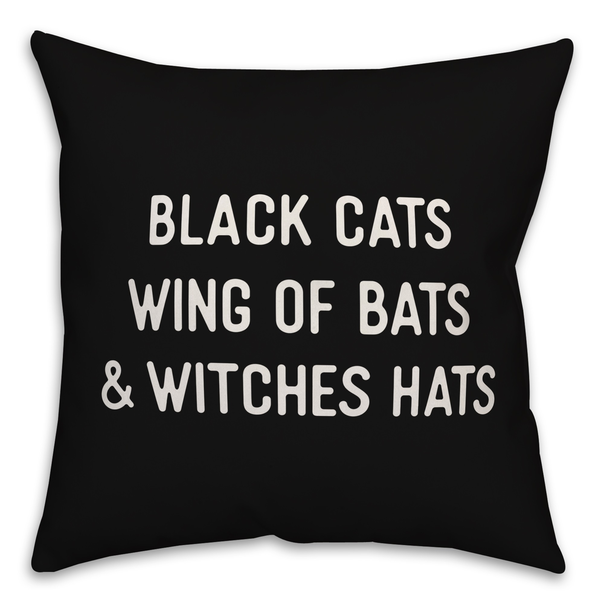 Black Cats Wing of Bats & Witches Hats Pillow