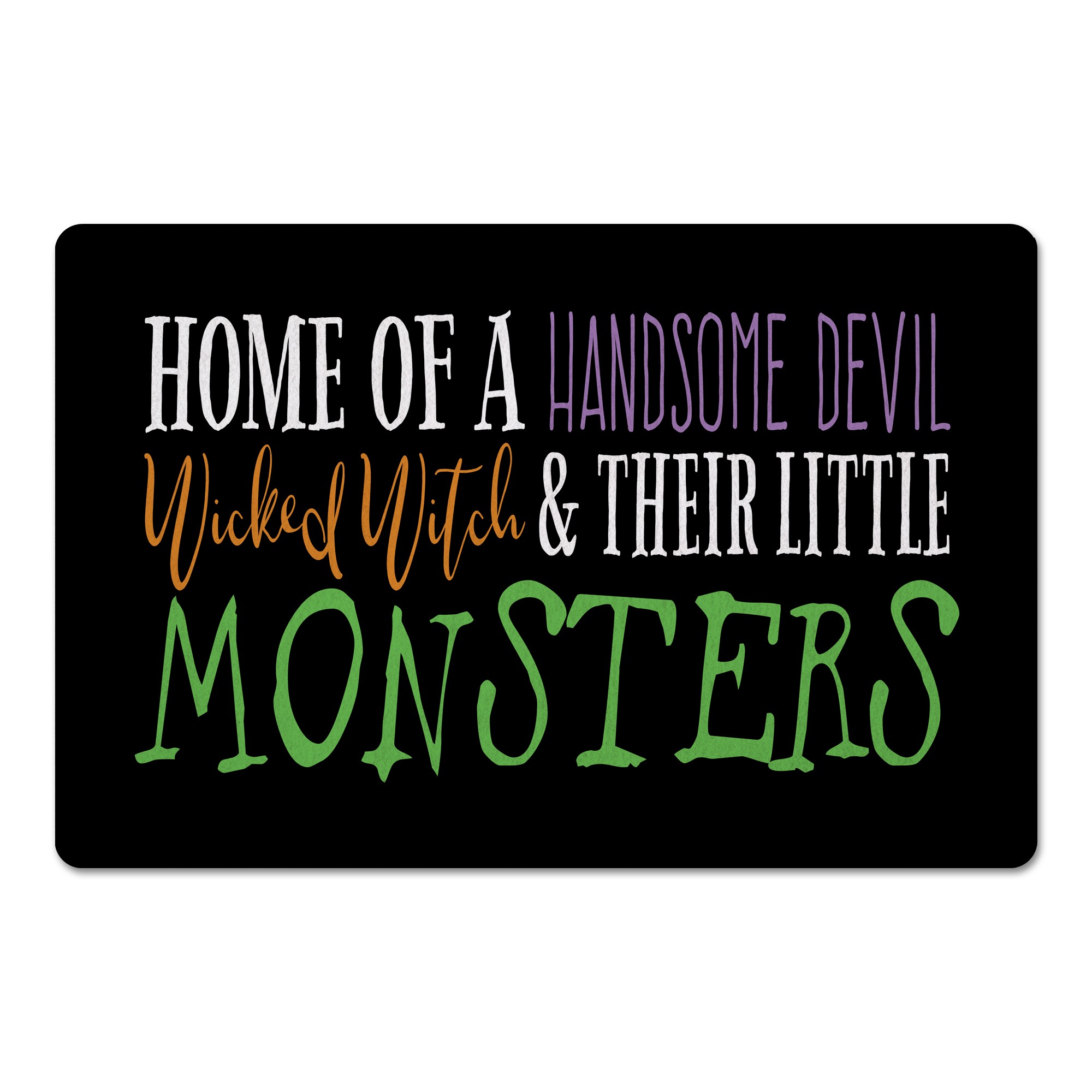 Handsome Devil and Wicked Witch 27x18 Floor Mat