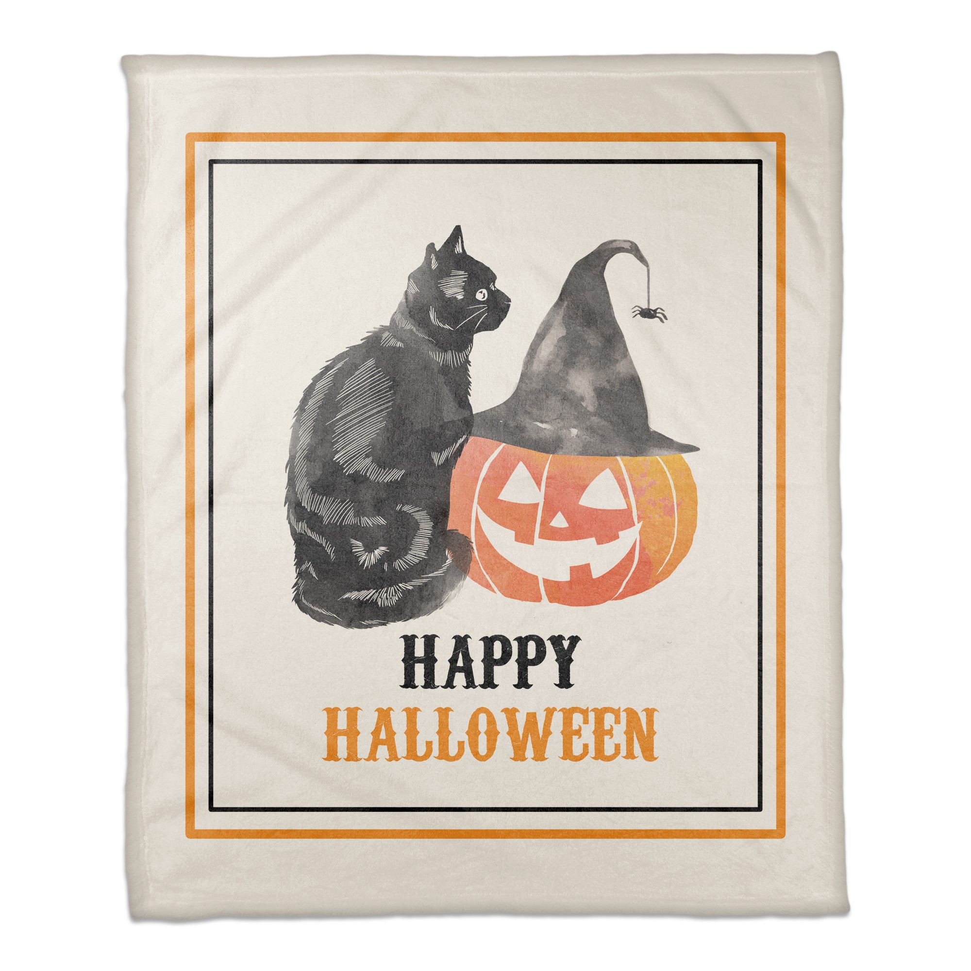 Happy Halloween Cat and Pumpkin 50x60 Coral Fleece Blanket