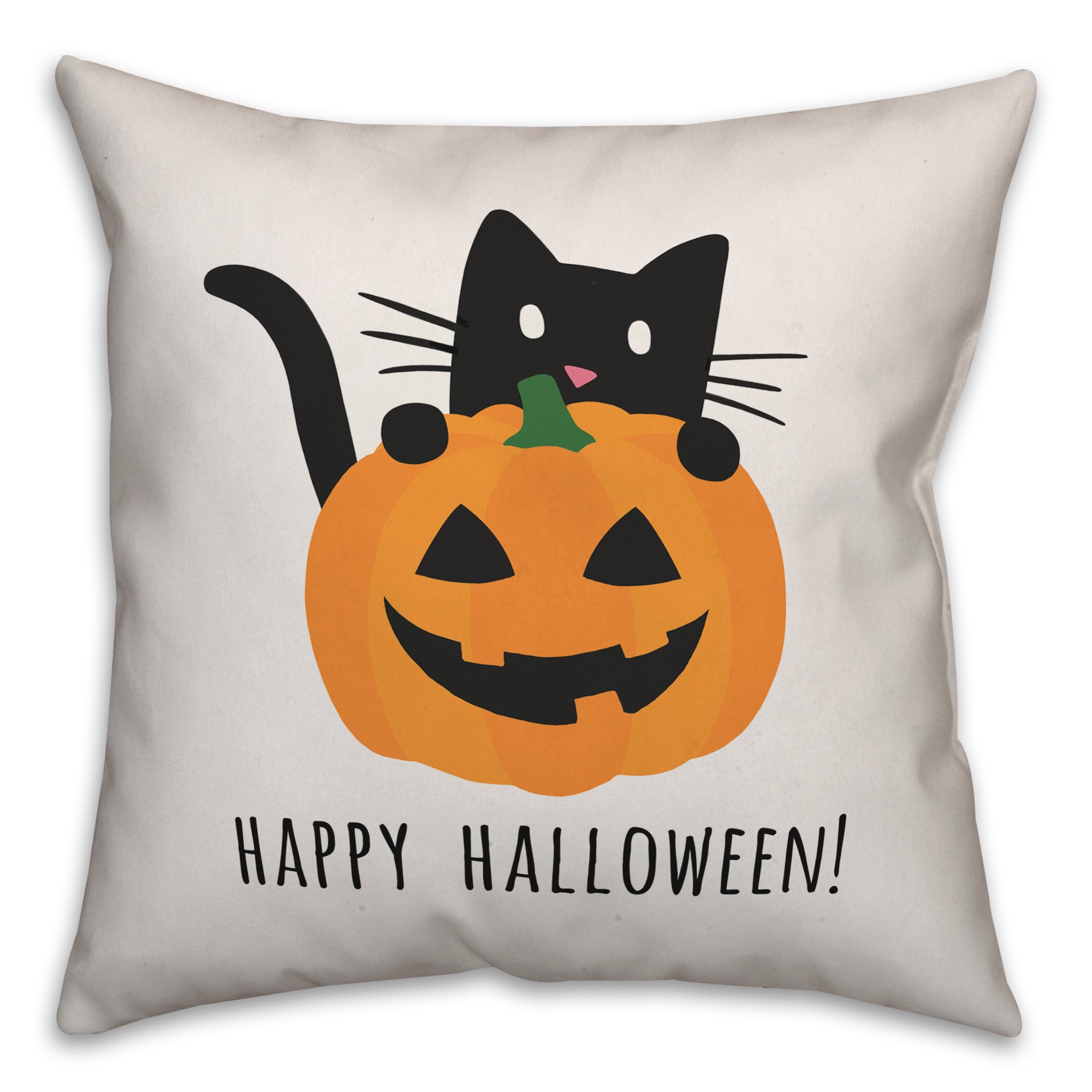 Happy Halloween Cat and Pumpkin Pillow