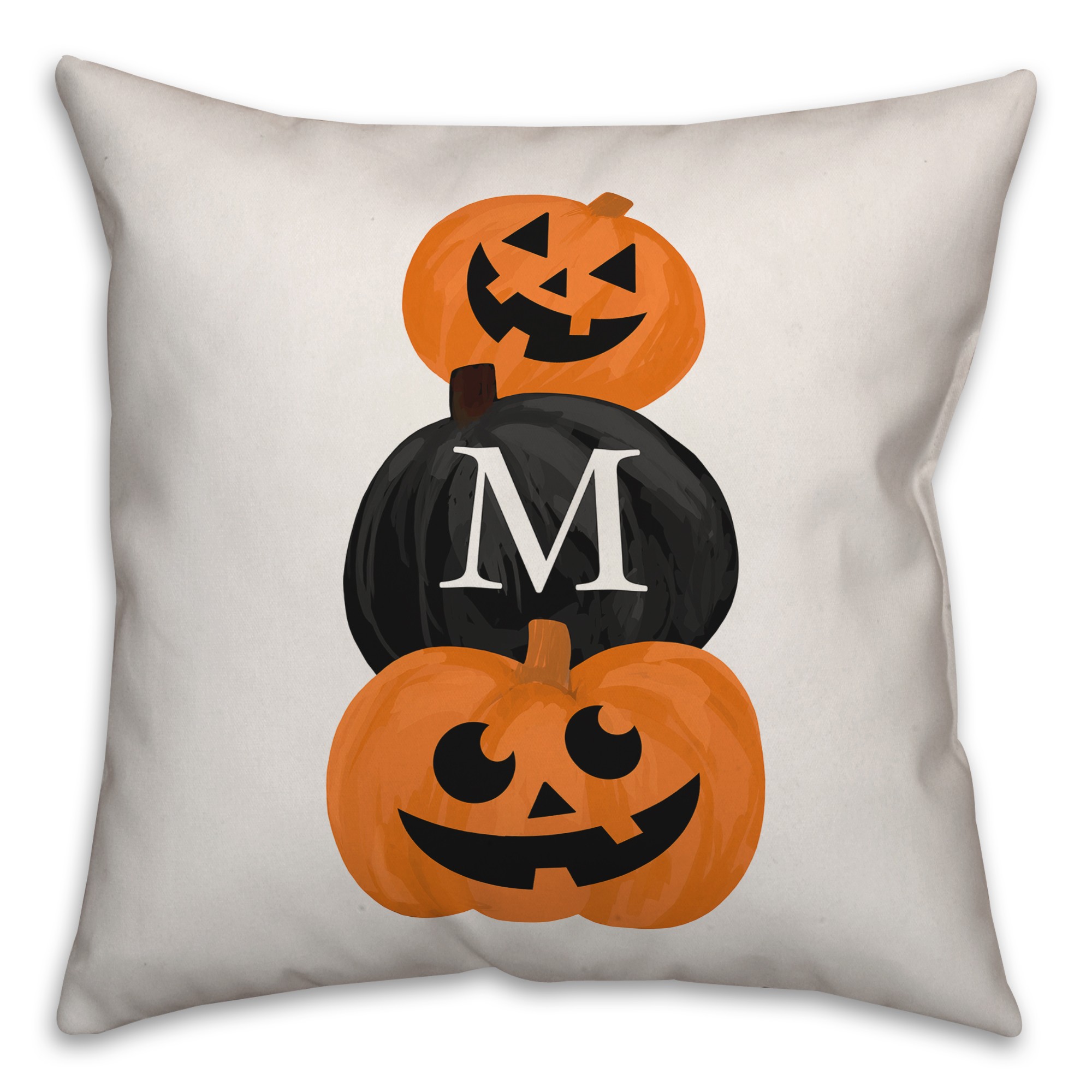 Monogram Jack-o-lantern Pillow