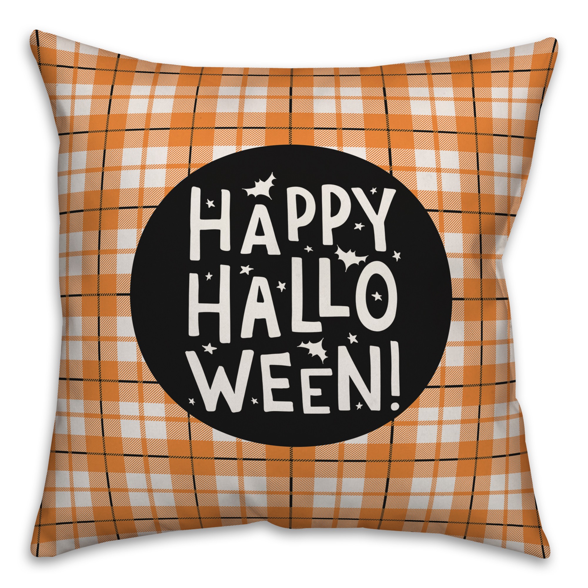 Happy Halloween Plaid Pillow
