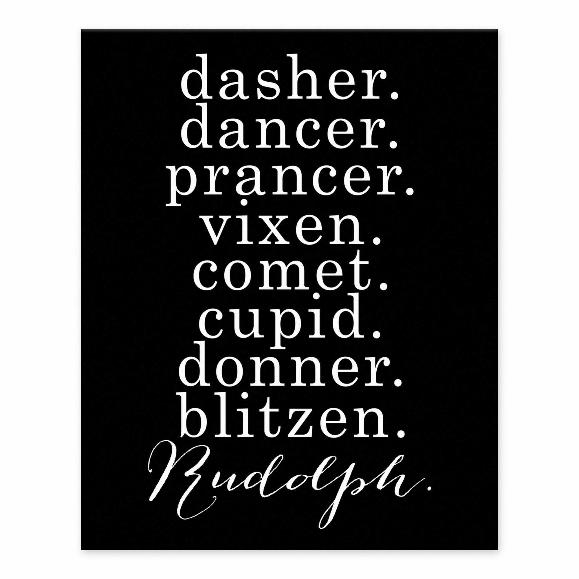 Reindeer Names 8x10 Tabletop Canvas