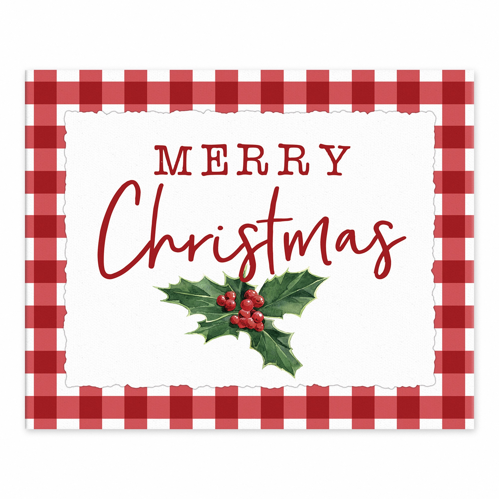 Merry Christmas Poinsetta 8x10 Tabletop Canvas