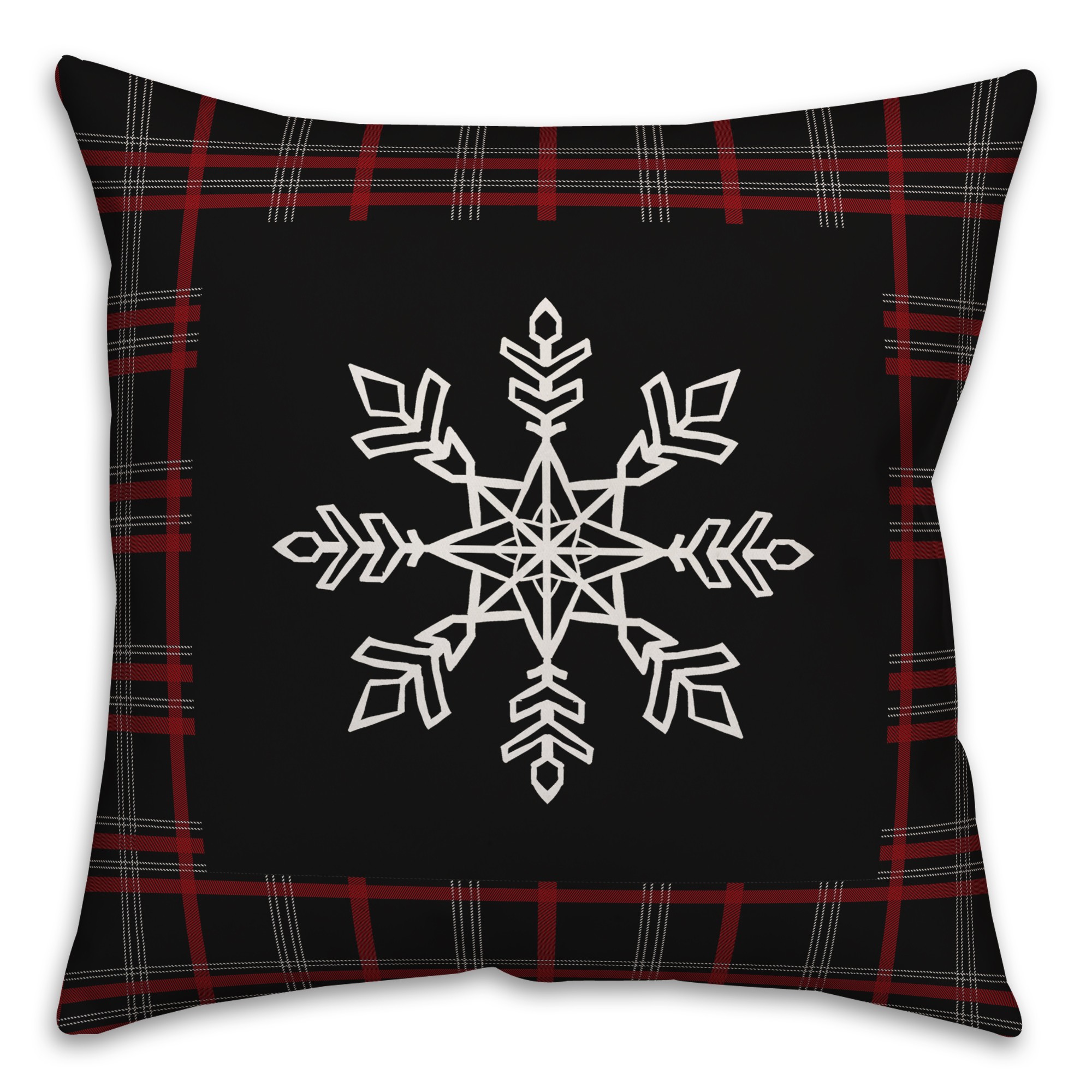 Snowflake Farmhouse Plaid Pillow