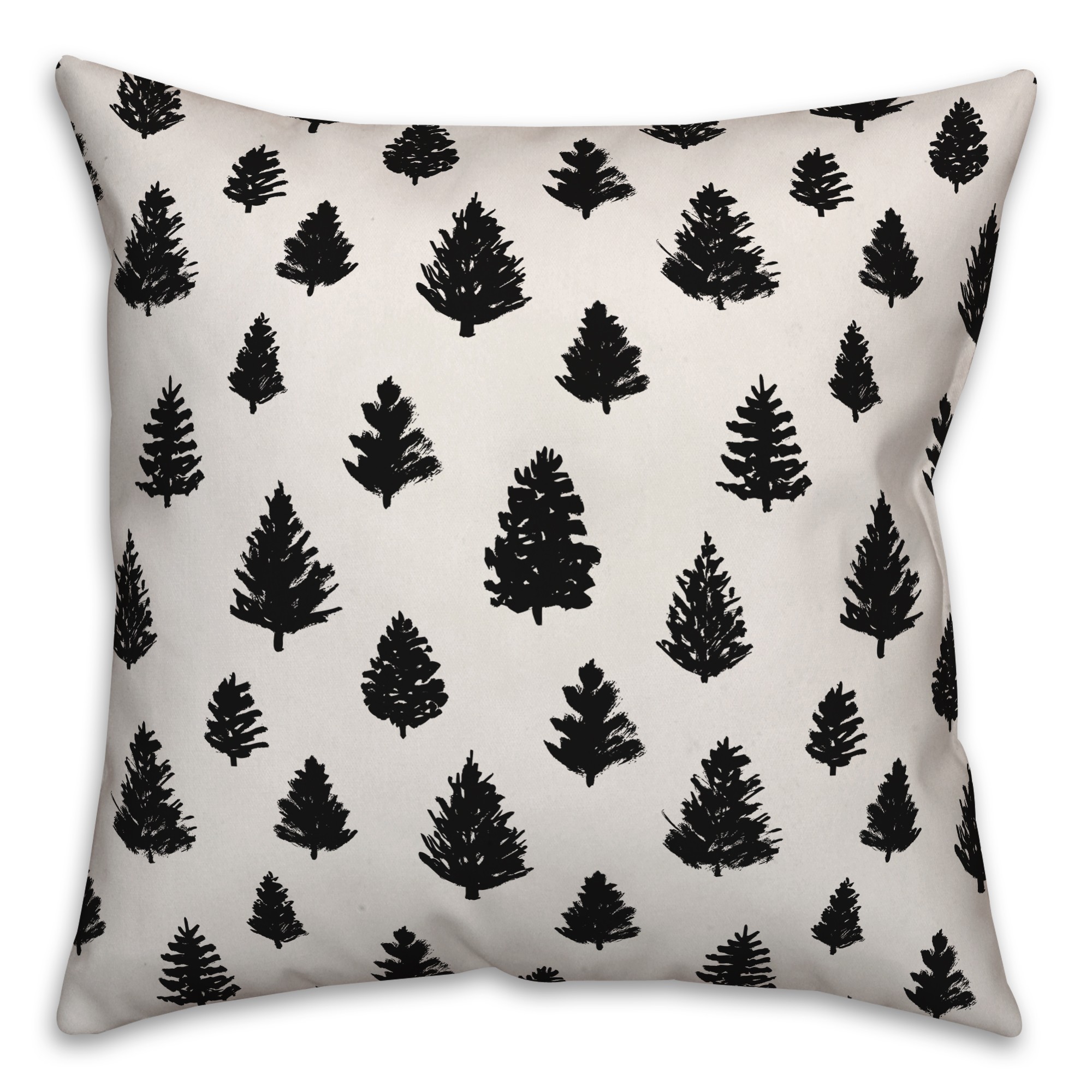 Black Painted Trees Pillow
