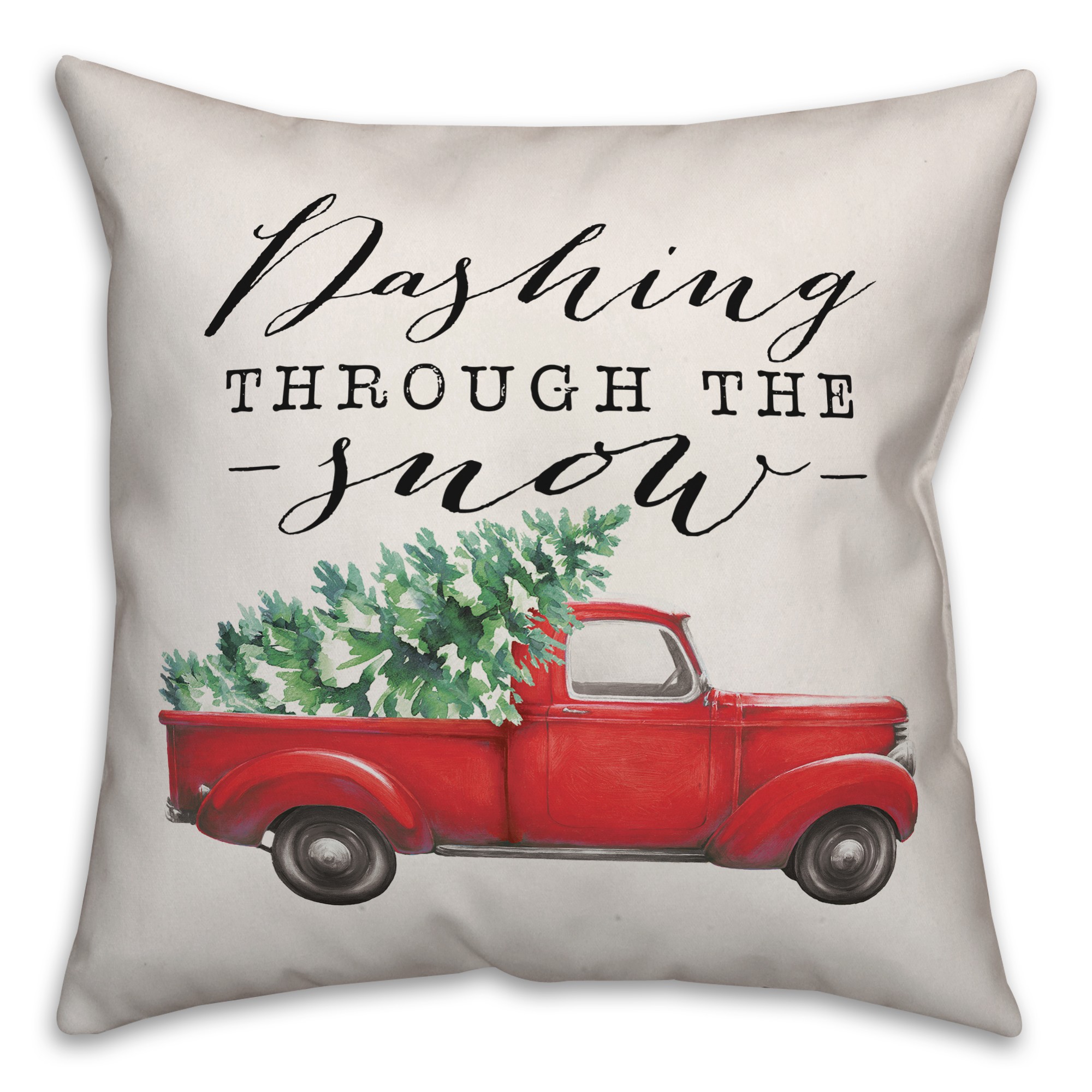 Dashing Through the Snow Red Truck Pillow