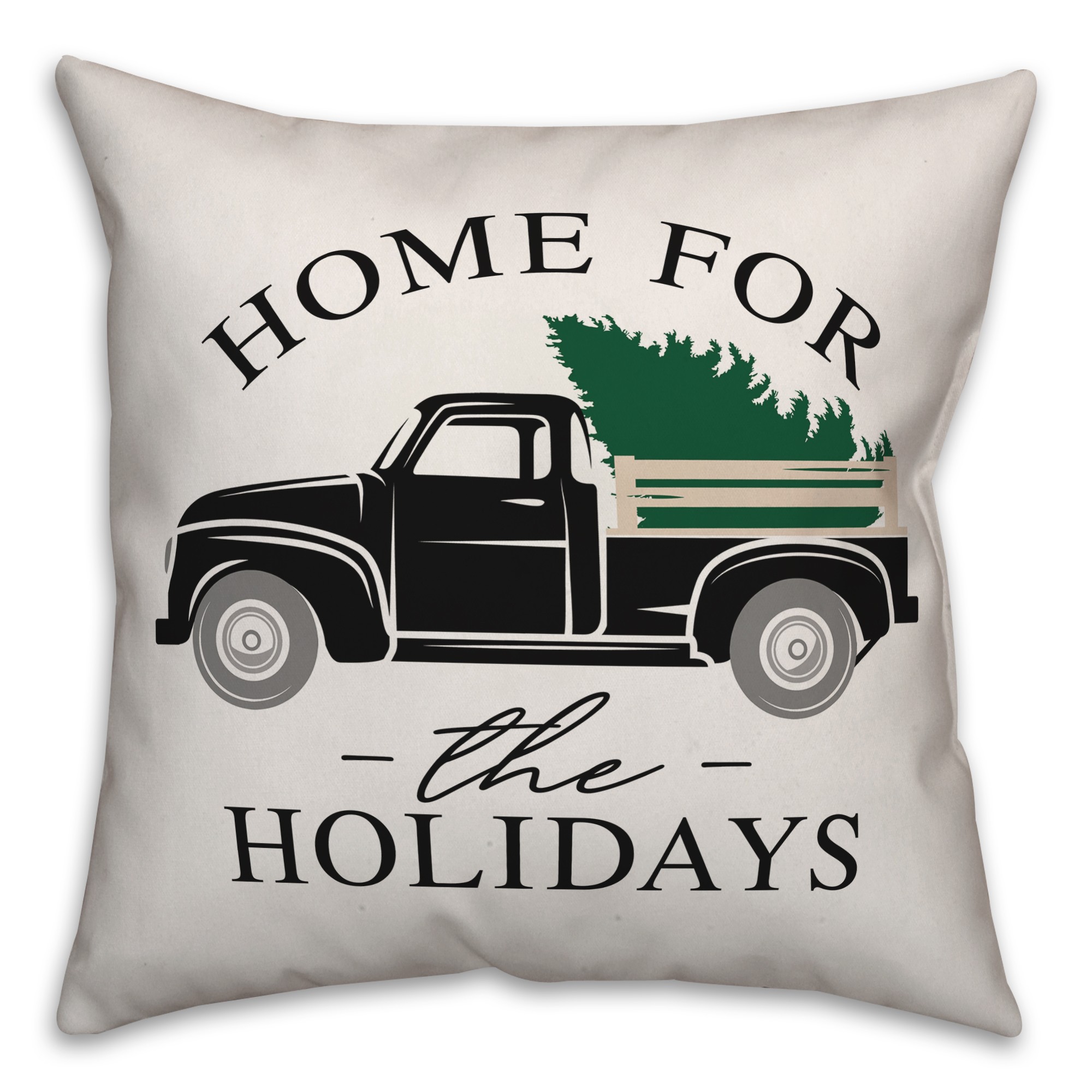 Home for the Holidays Black Truck Pillow