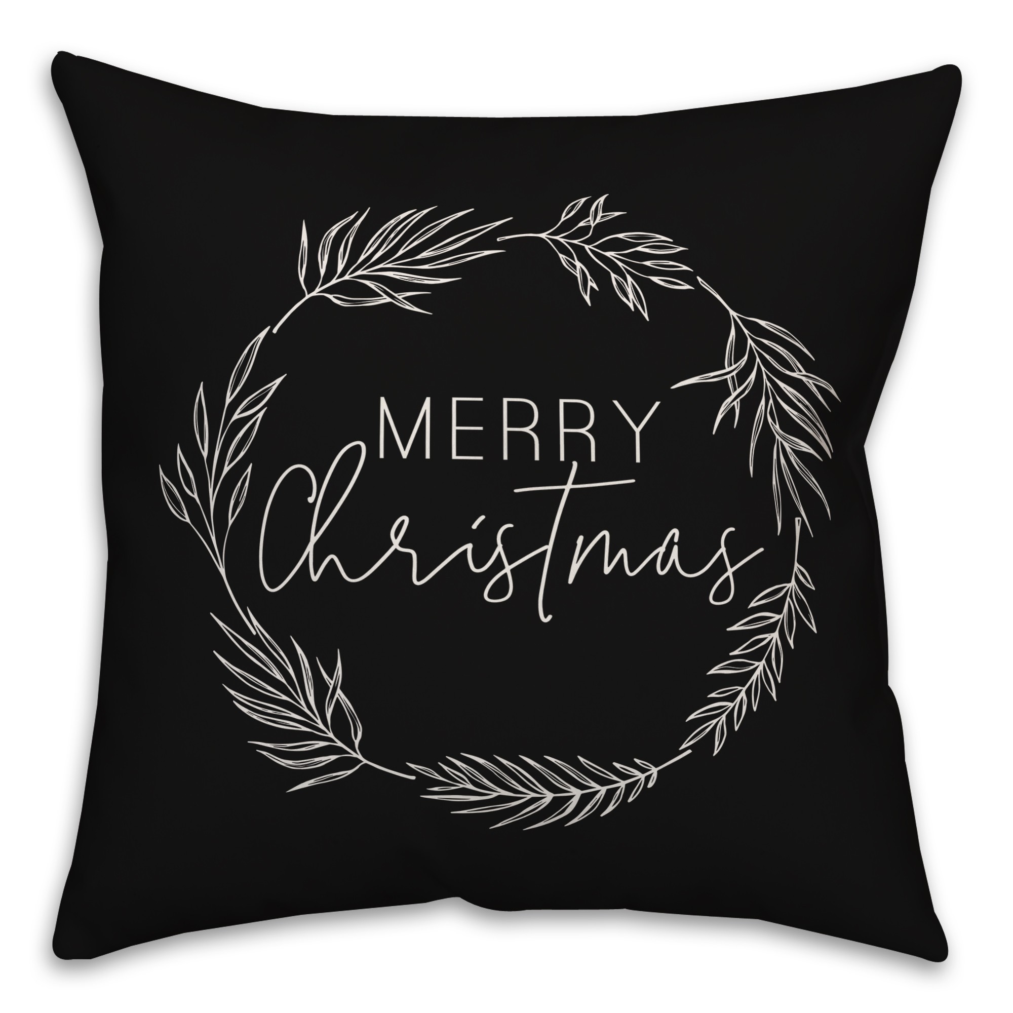 Merry Christmas Wreath Pillow