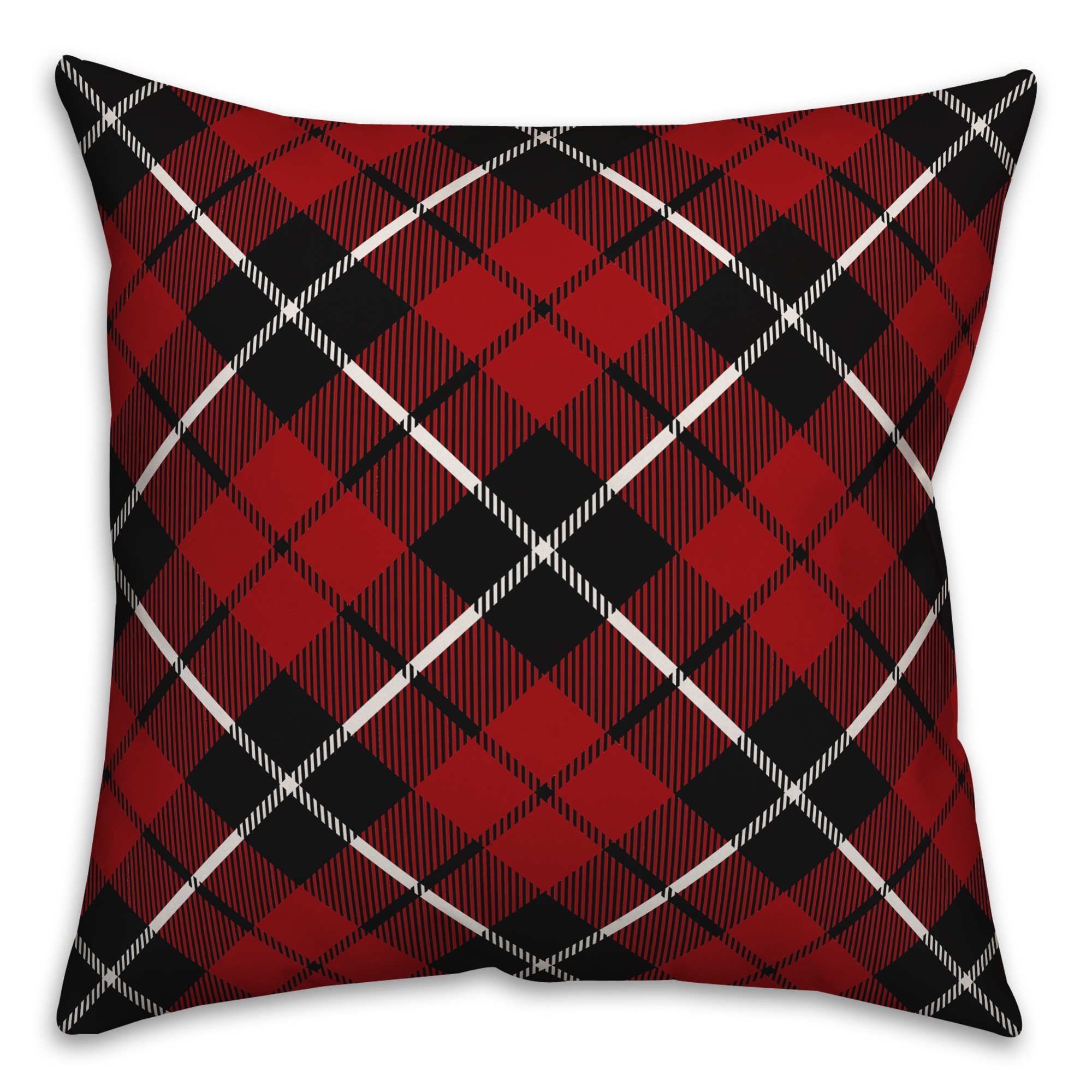 Red and Black Farmhouse Plaid 18x18 Spun Poly Pillow