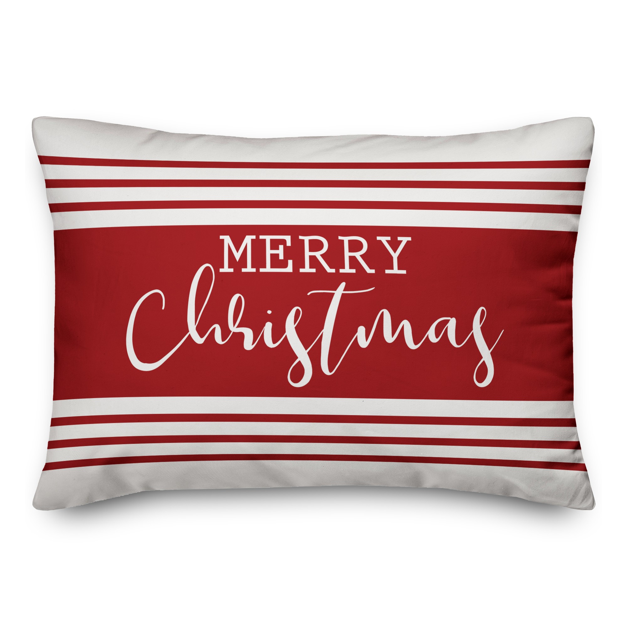Merry Christmas Farmhouse Stripe Pillow
