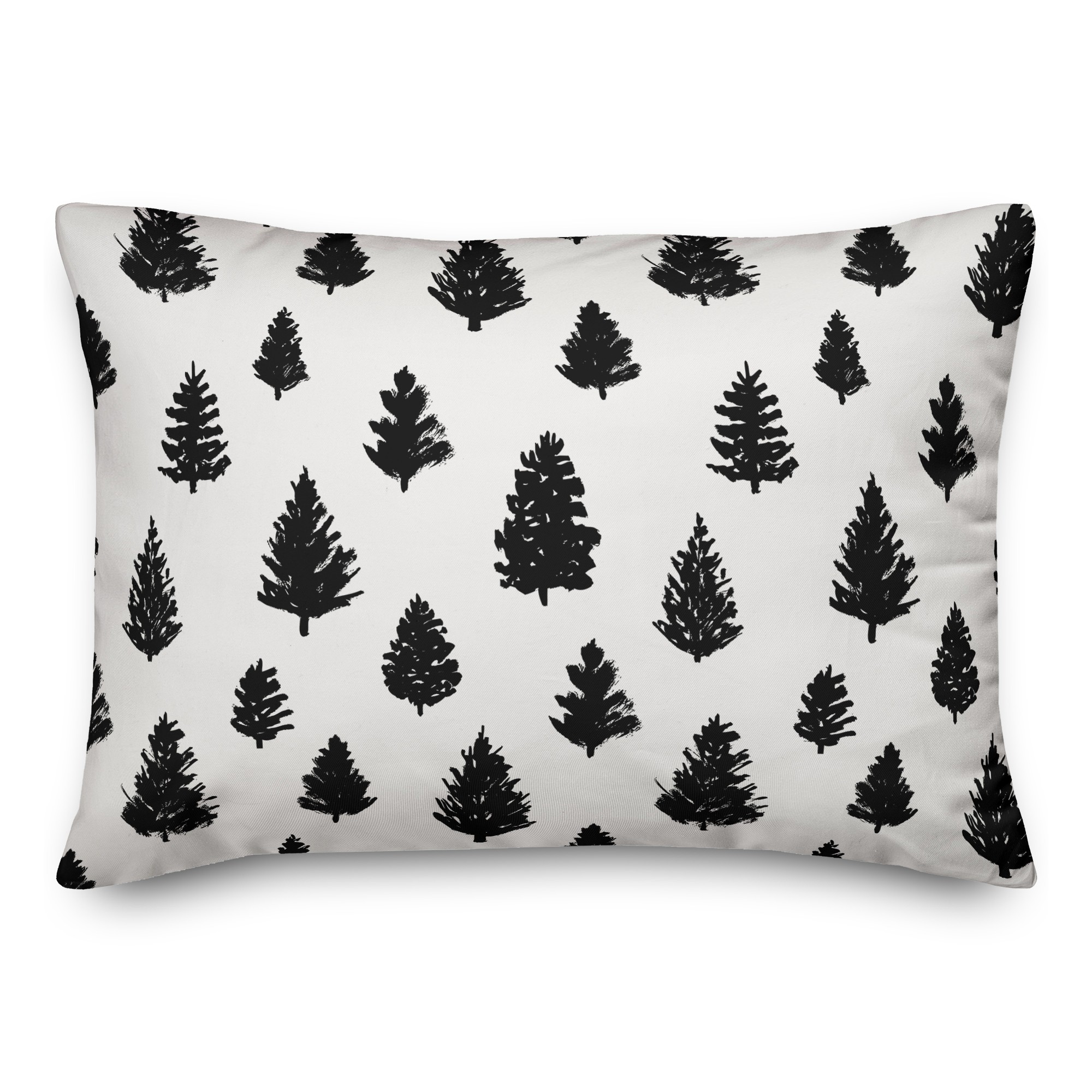 Black Painted Trees Pillow