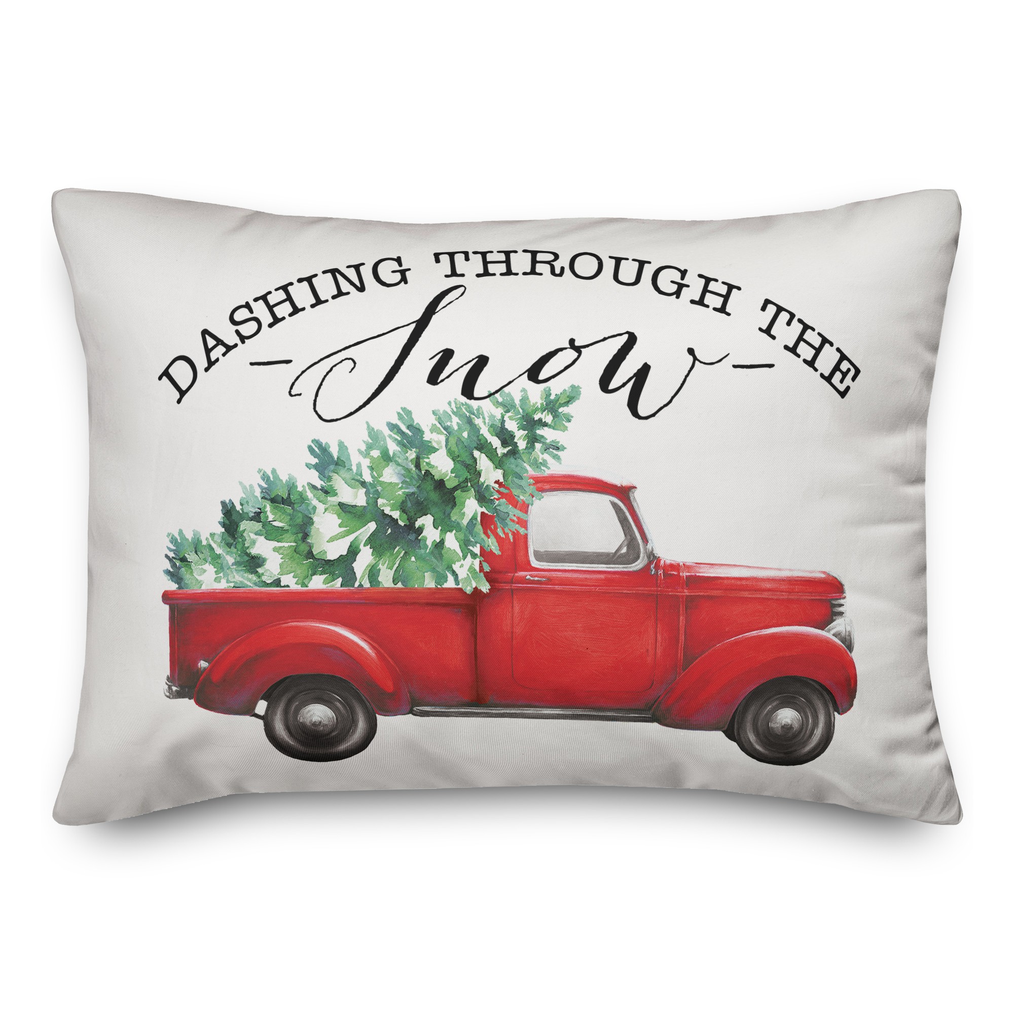 Dashing Through the Snow Red Truck Pillow