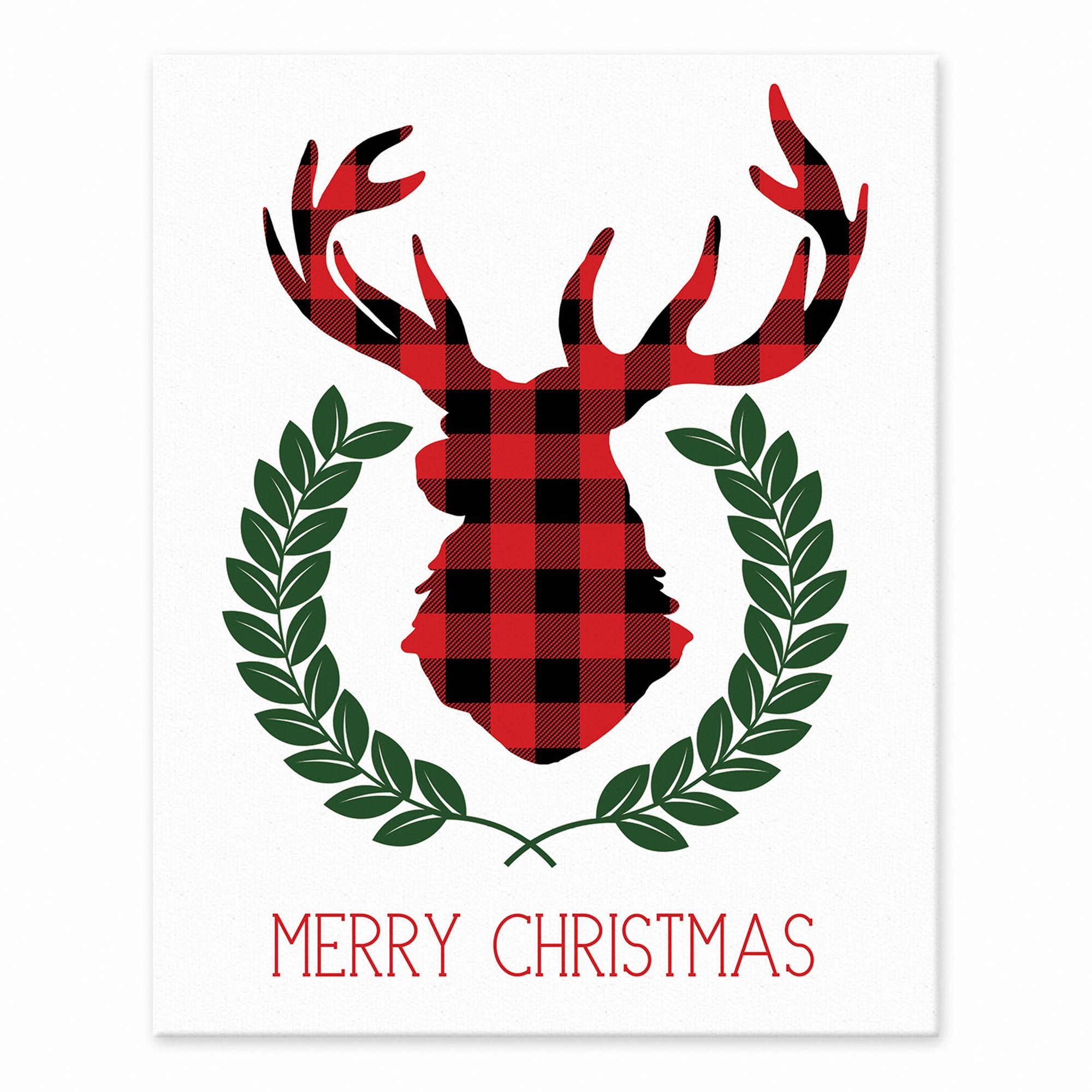 Merry Christmas Plaid Deer 8x10 Tabletop Canvas