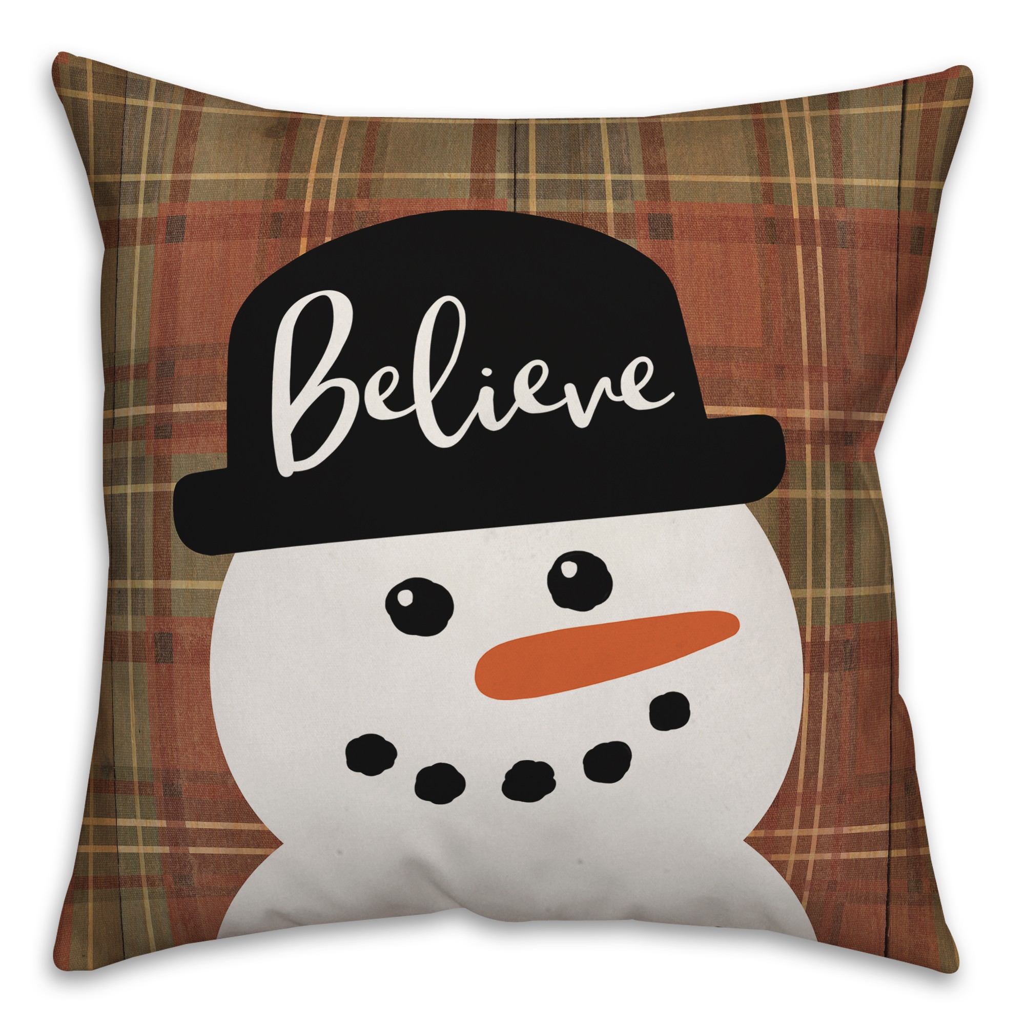 Believe Snowman Pillow