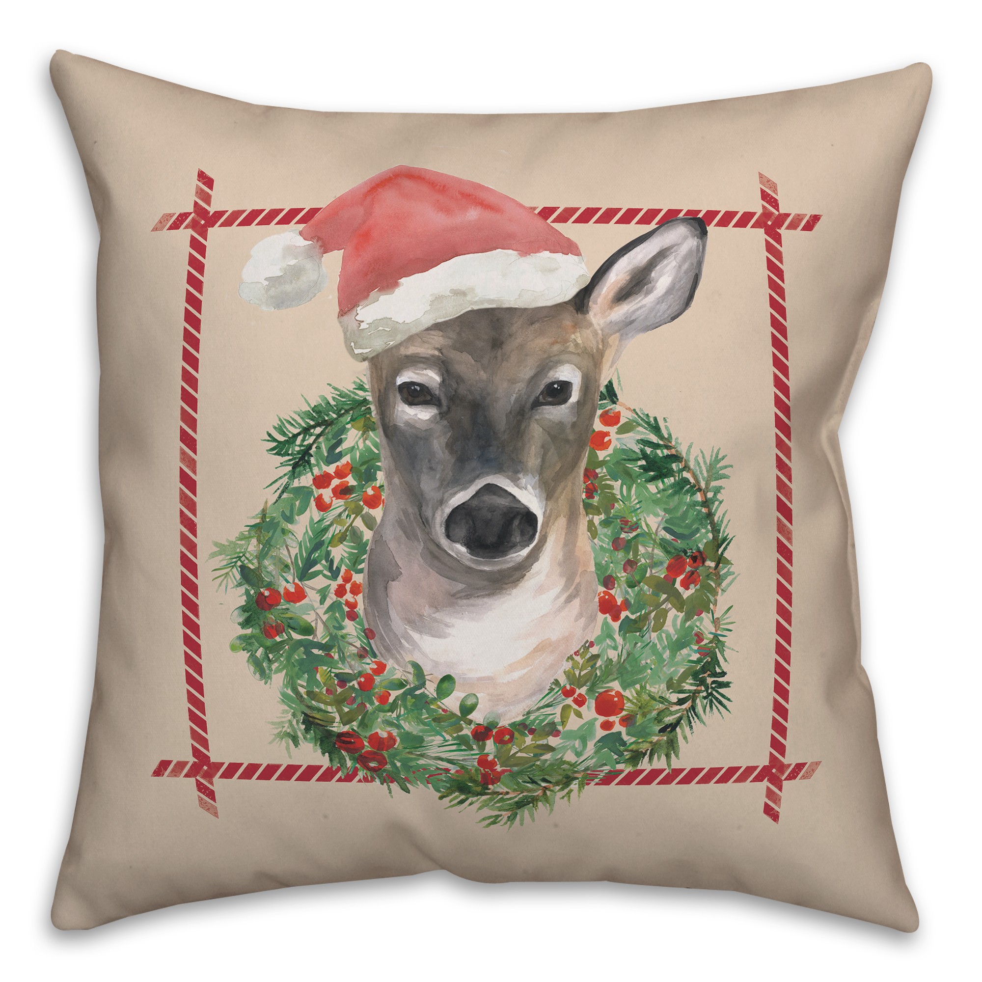 Deer with Wreath Pillow