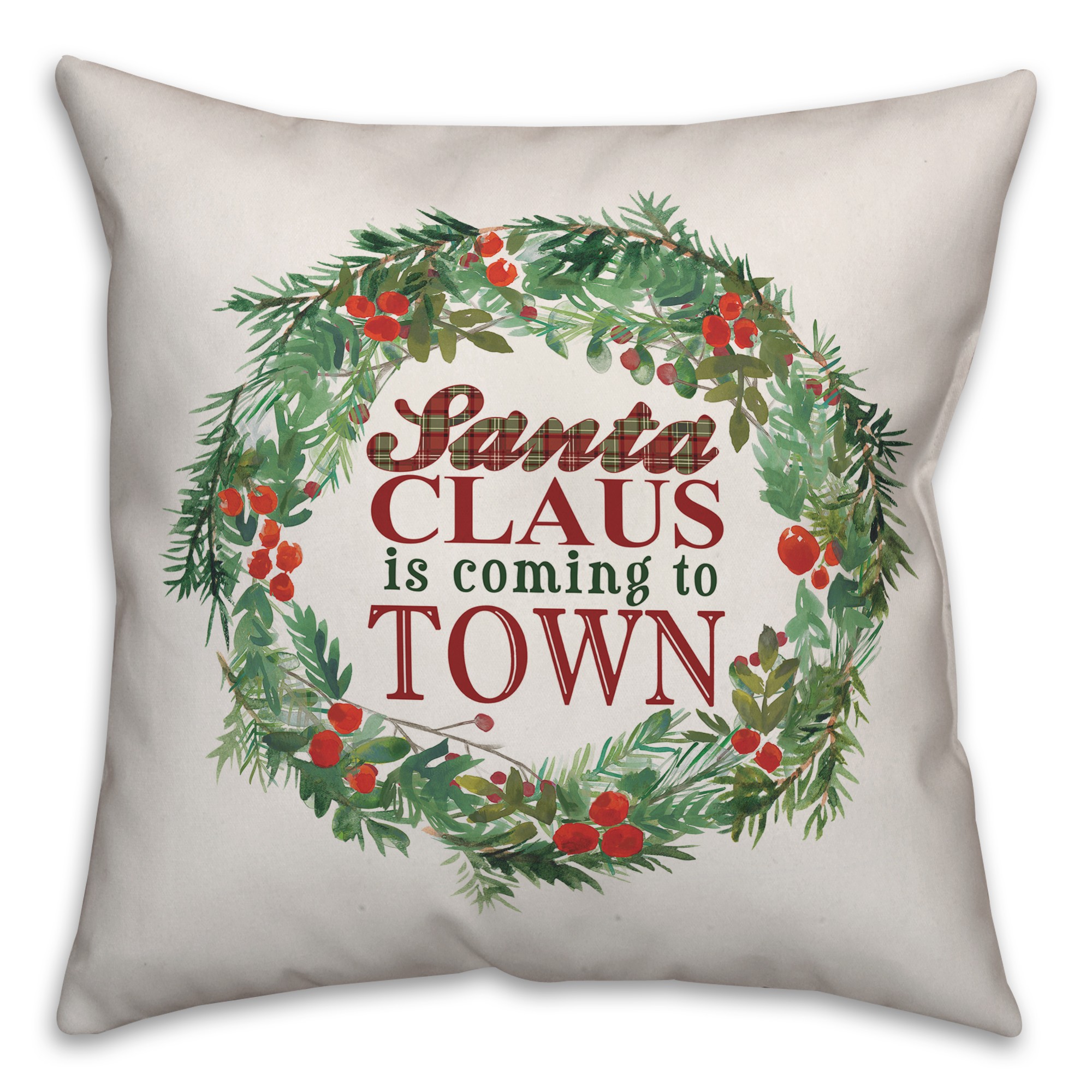 Santa Claus is coming to town wreath Pillow