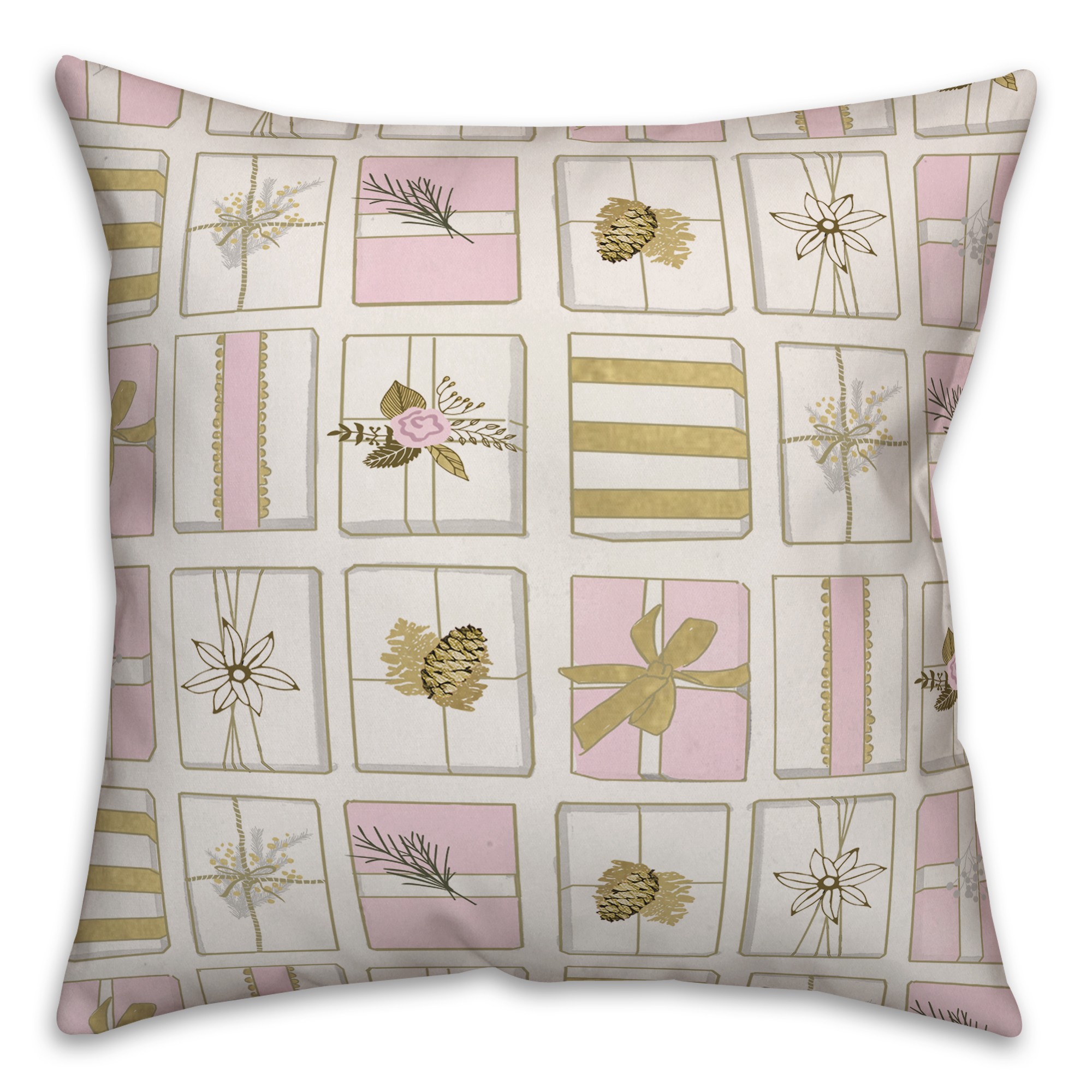 Pink and gold gift pattern Pillow