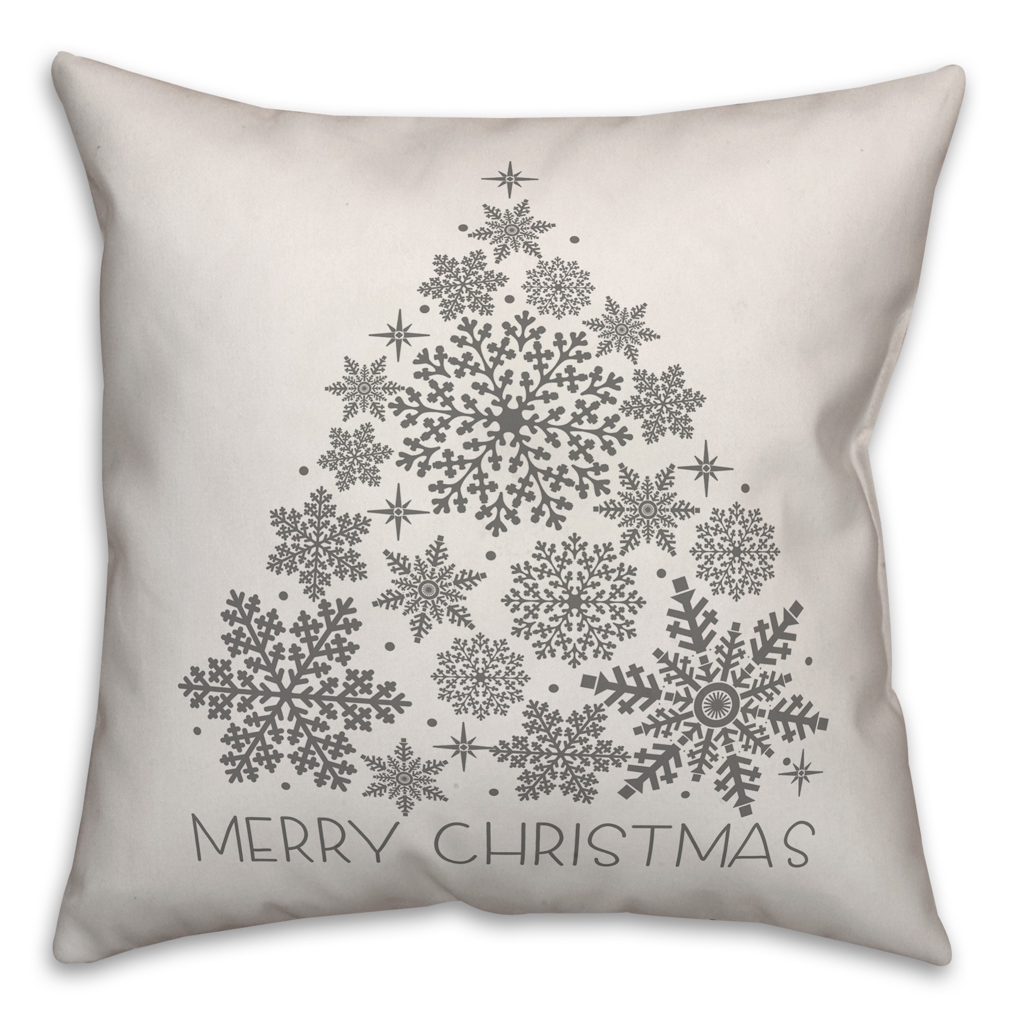 Merry Christmas Snowflake Tree Pillow