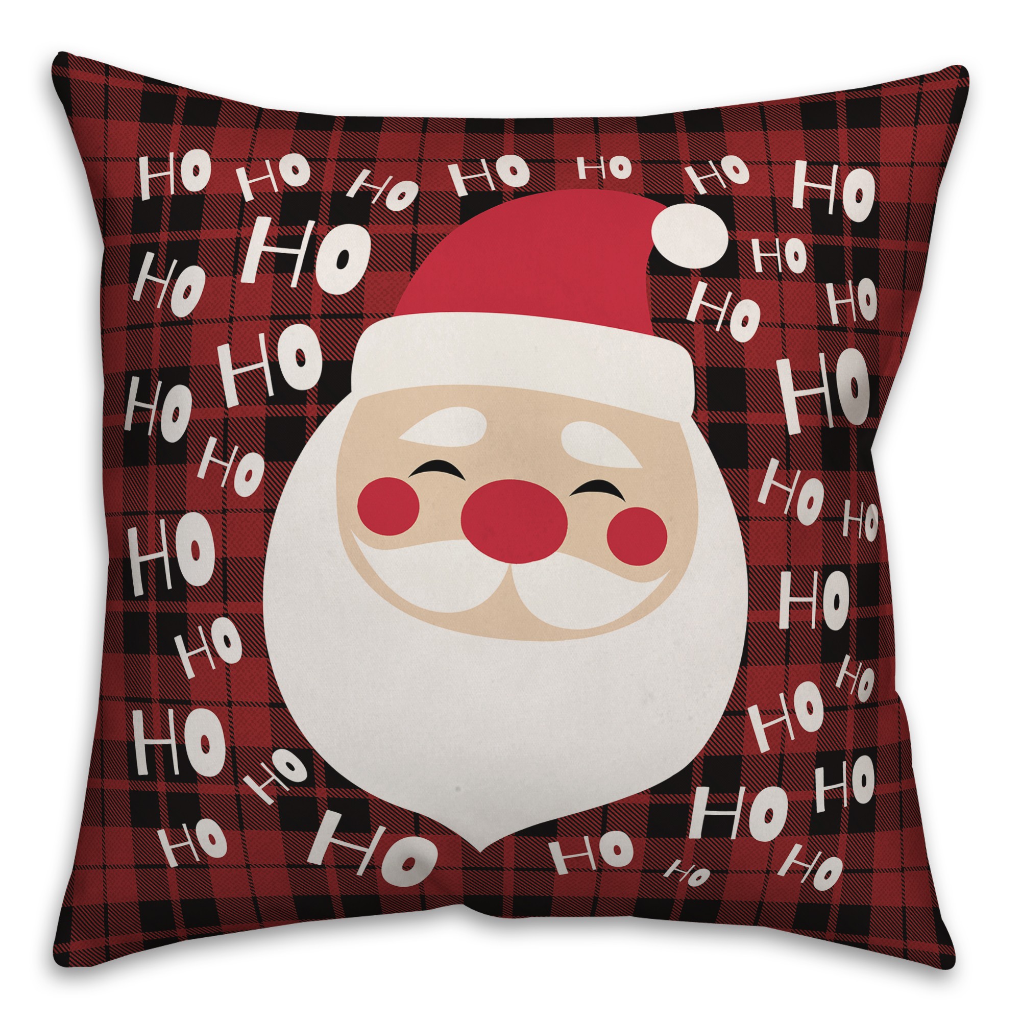 Plaid Santa HoHoHo Pillow