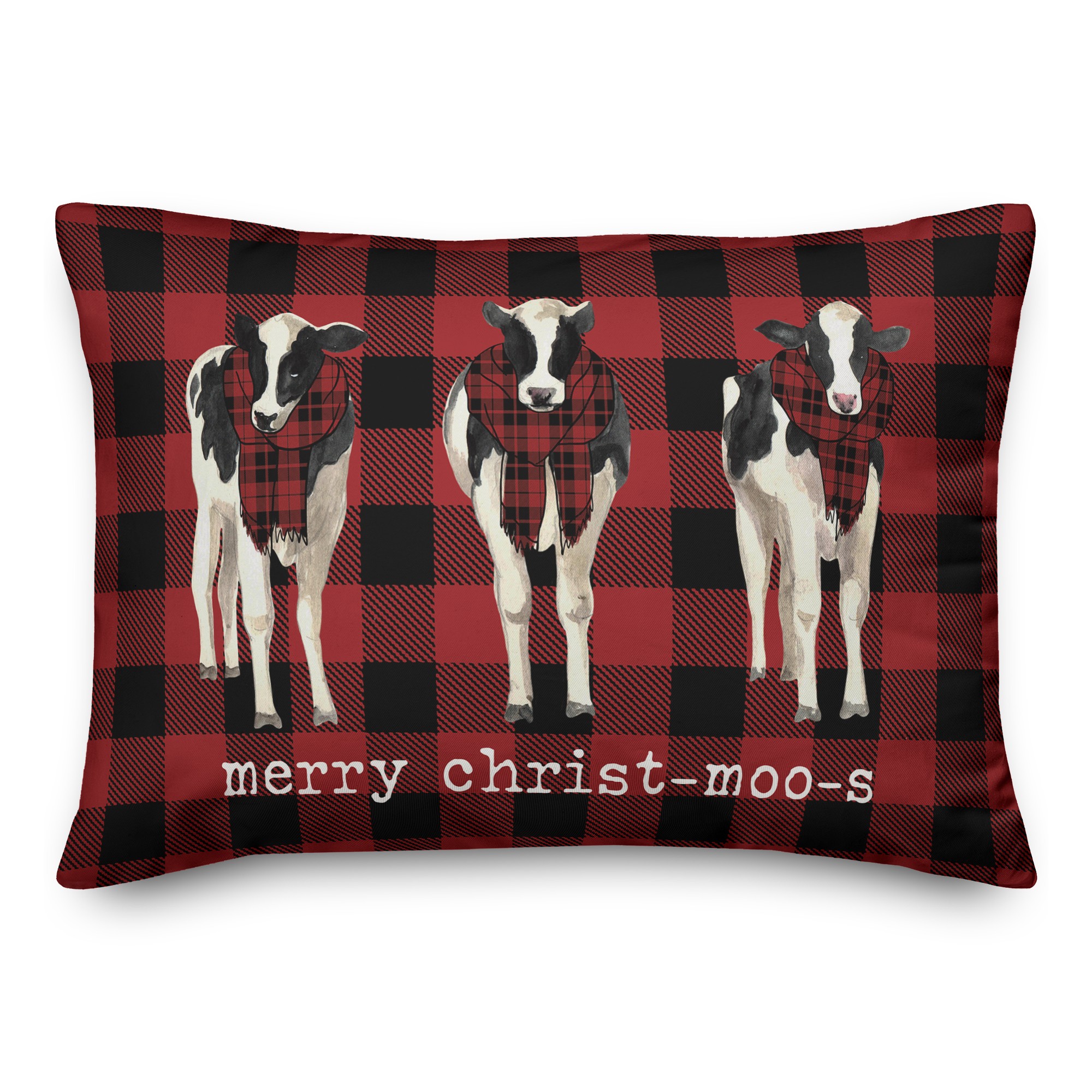Plaid Merry Christ-Moos Pillow