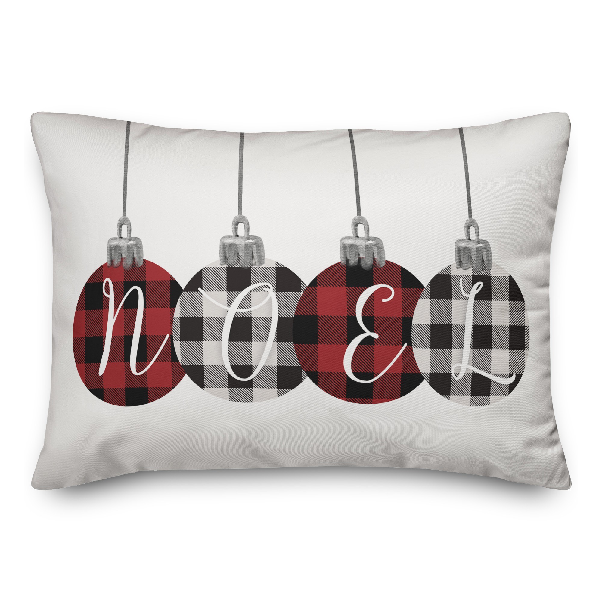 Plaid Noel Ornaments Pillow