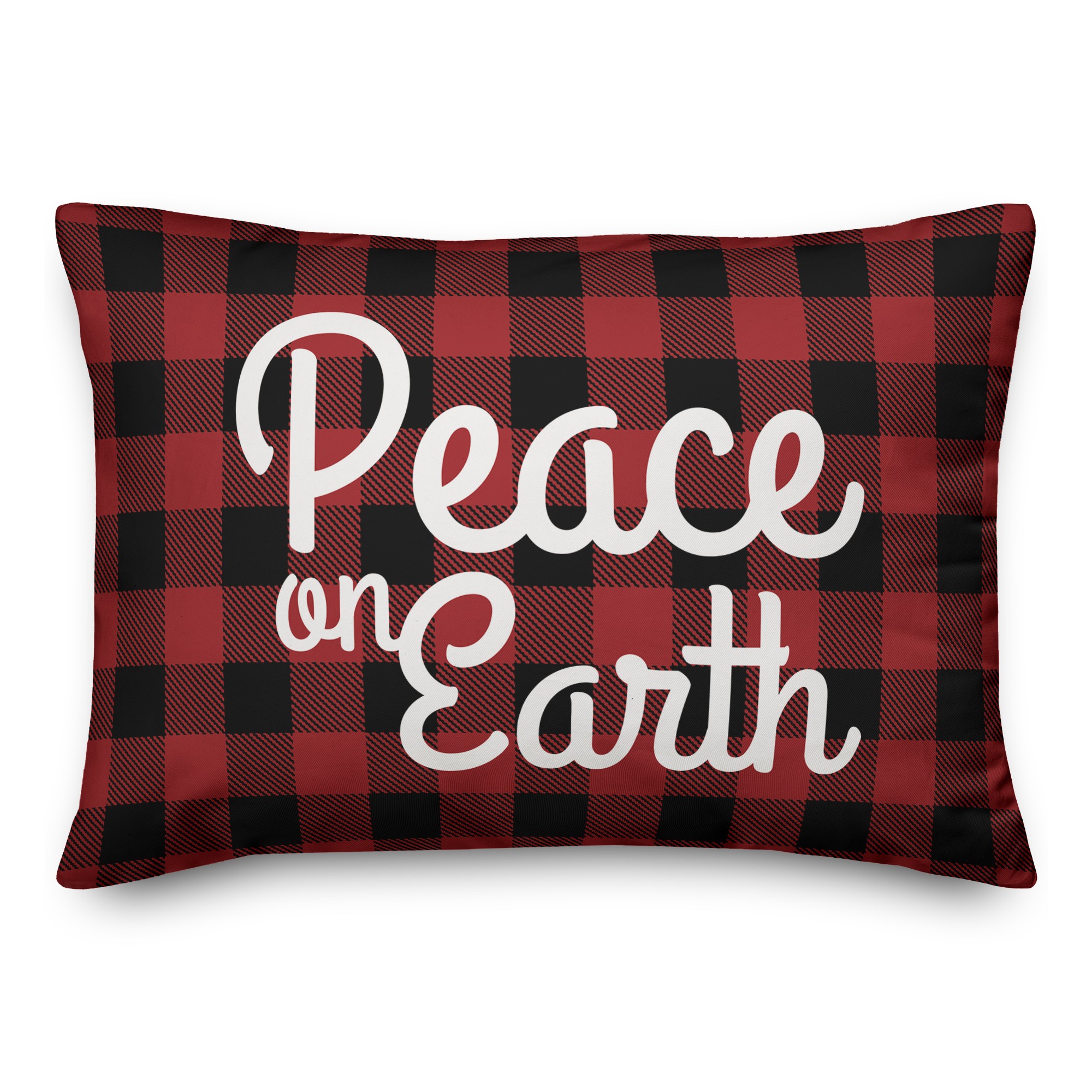 Plaid Peace On Earth Pillow