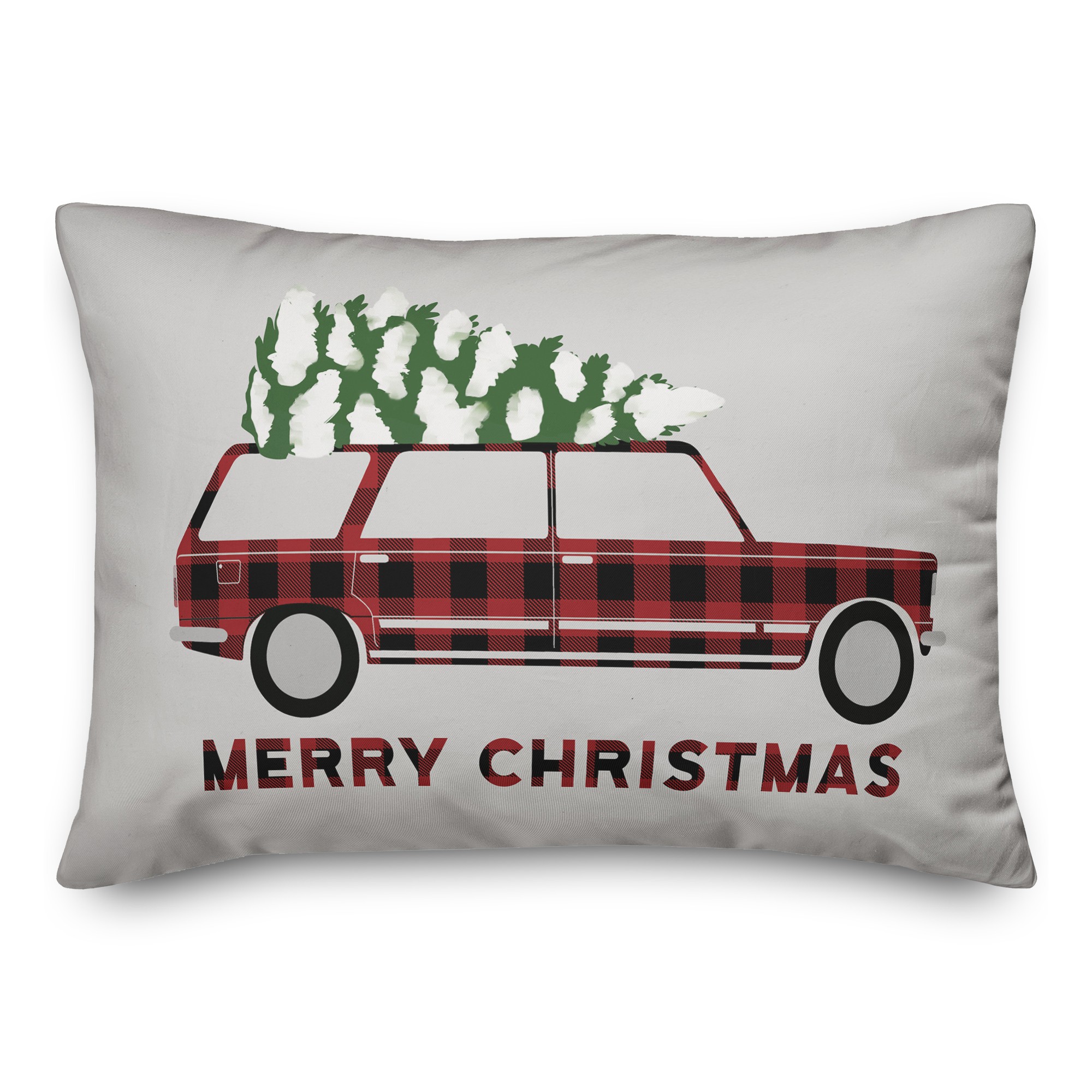 Plaid Christmas Car Pillow